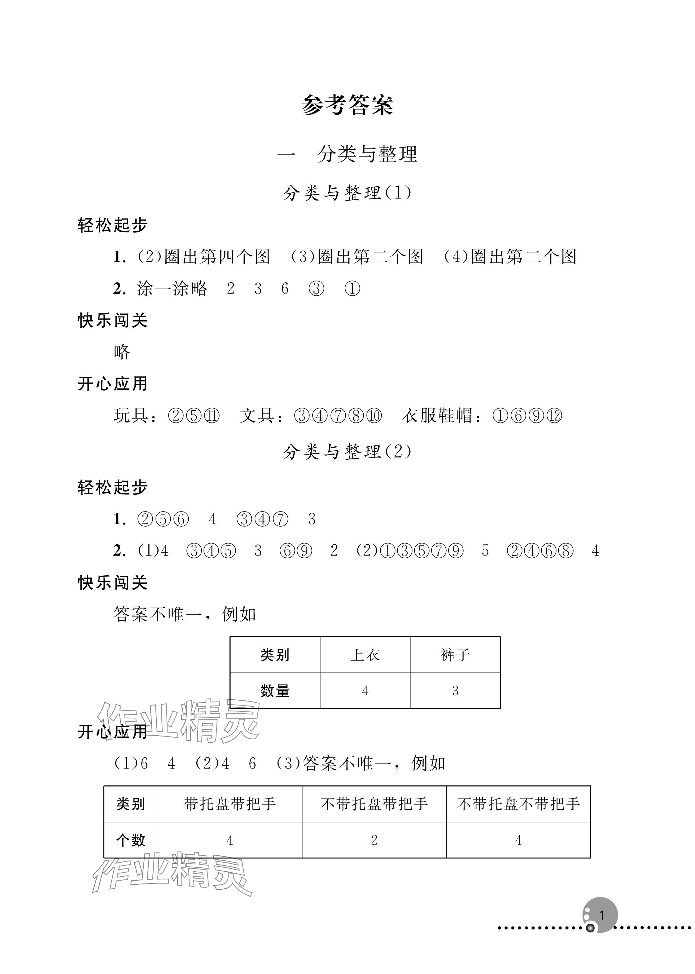 2025年同步练习册人民教育出版社二年级数学上册人教版新疆专版 参考答案第1页