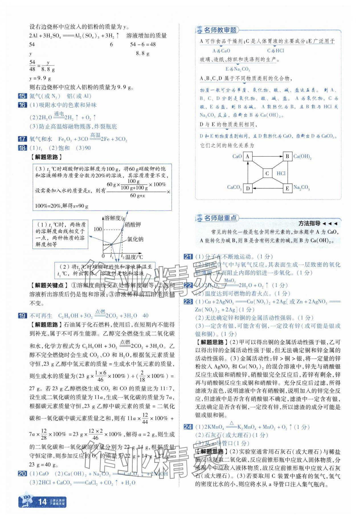 2025年金考卷中考45套匯編化學(xué)河南專版紫色封面 參考答案第13頁