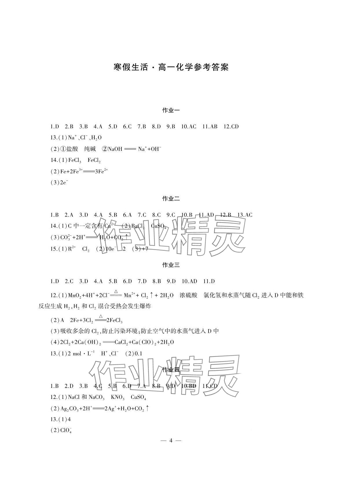 2024年寒假生活湖南少年兒童出版社高一副科合訂本 第4頁