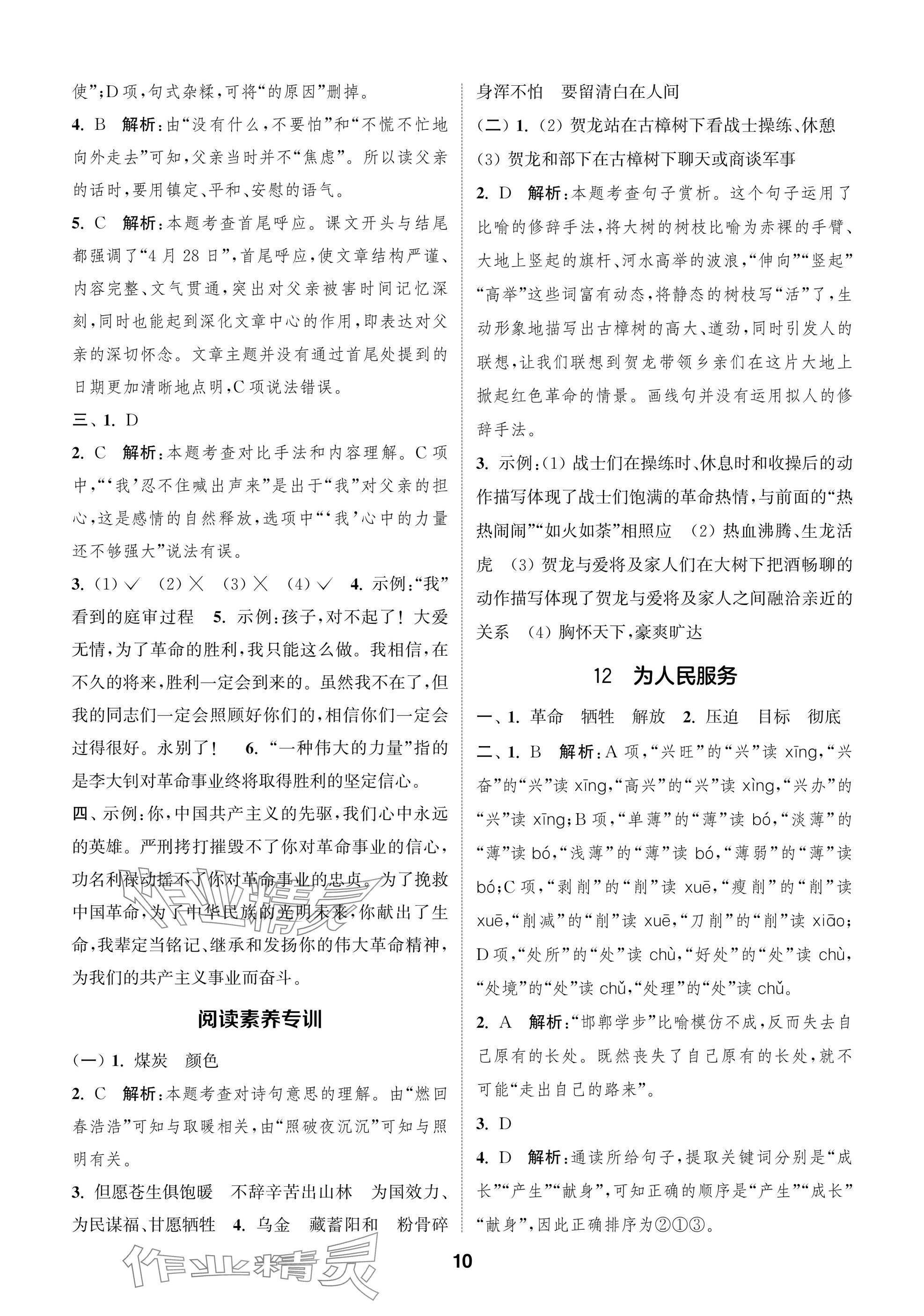 2025年通城學(xué)典閱讀與闖關(guān)六年級(jí)語文下冊(cè)人教版 第10頁