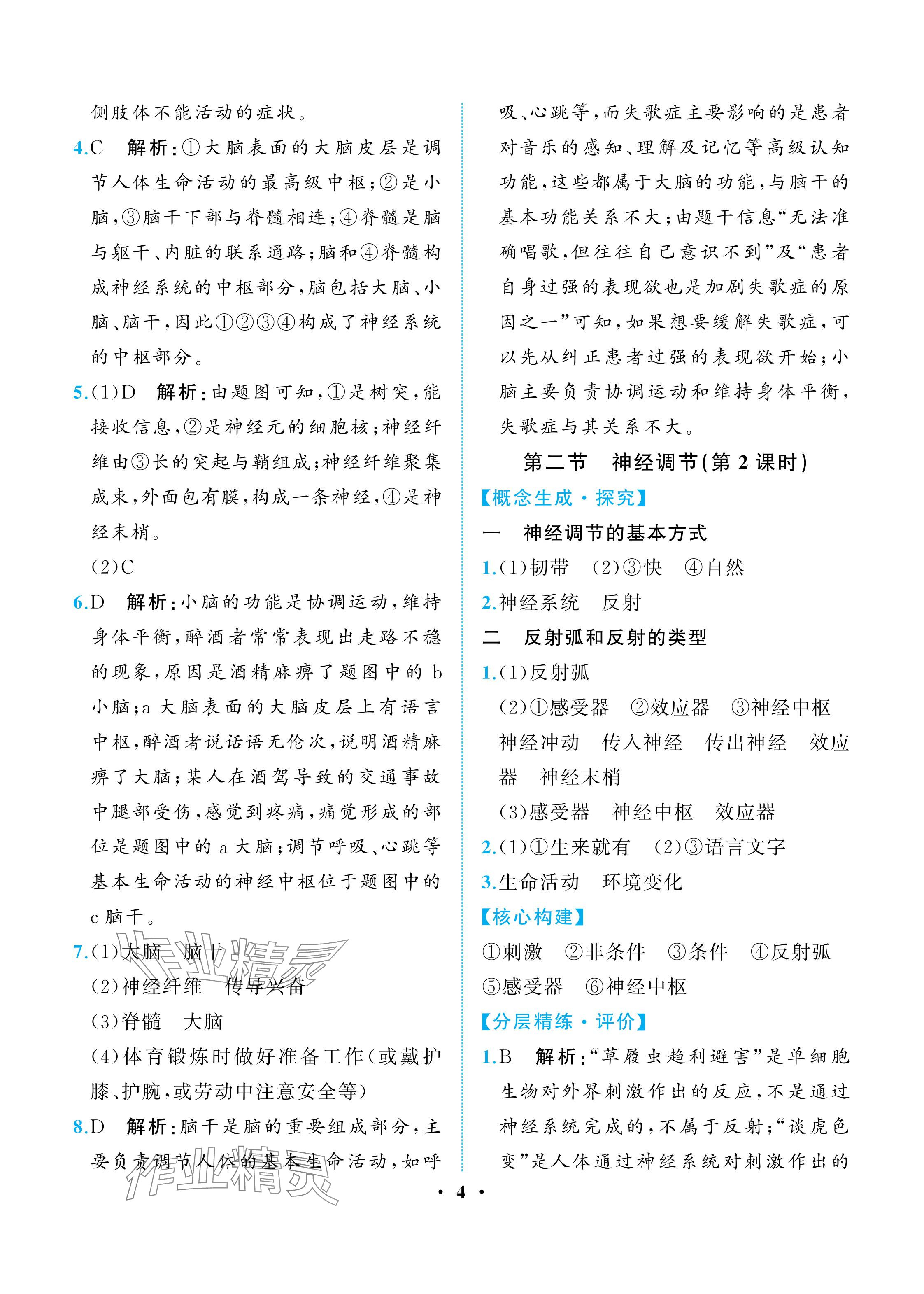2025年人教金學典同步解析與測評八年級生物上冊人教版重慶專版 參考答案第4頁