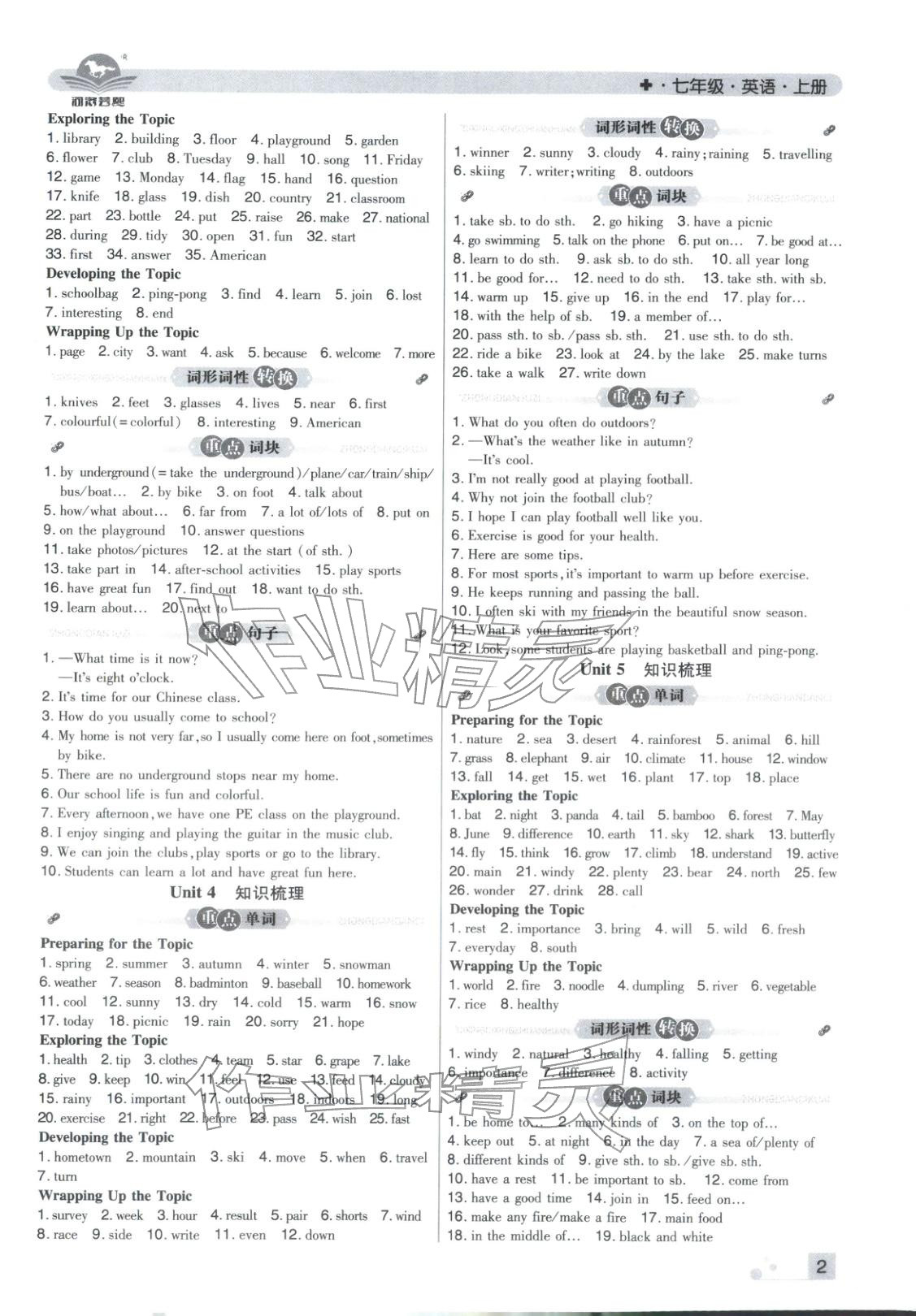 2025年期末考试必刷卷七年级英语上册仁爱版河南专版 参考答案第2页
