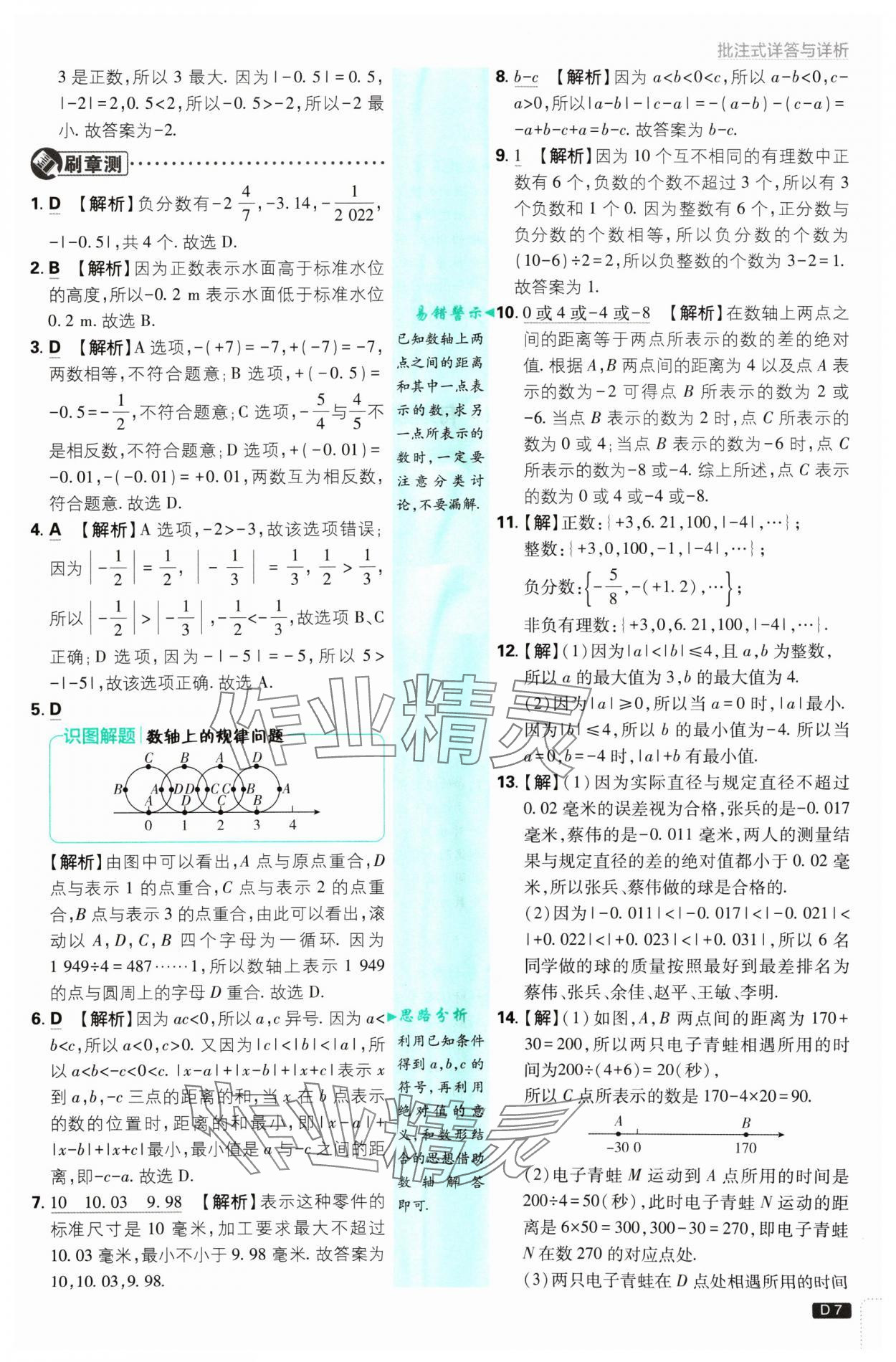 2024年初中必刷題七年級(jí)數(shù)學(xué)上冊(cè)人教版 參考答案第7頁