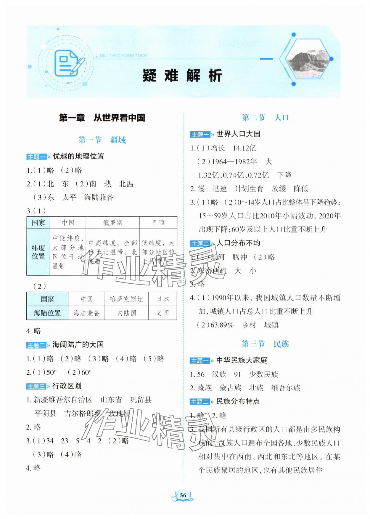 2025年填充图册山东科学技术出版社七年级地理上册鲁教版五四制 参考答案第1页