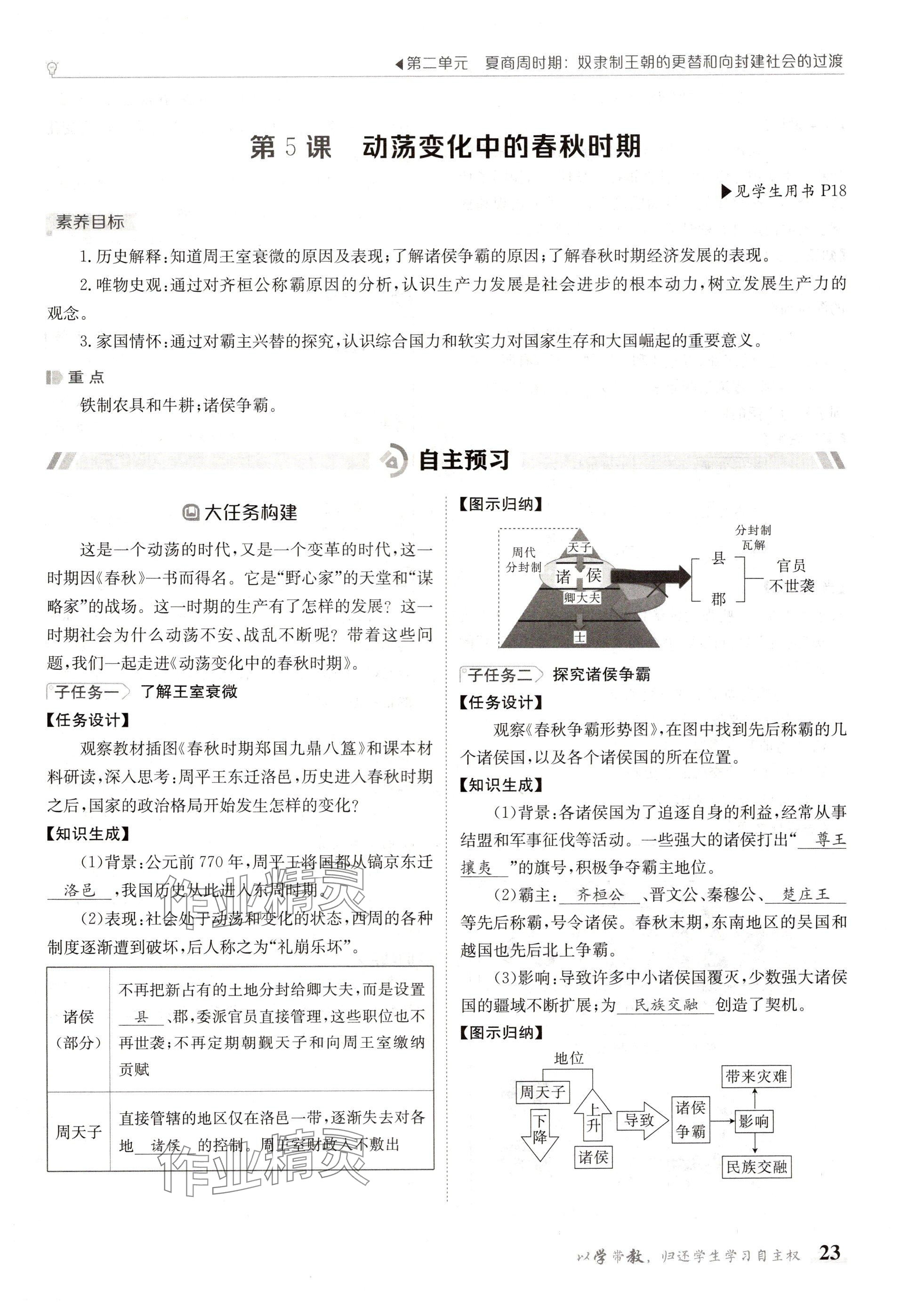 2024年金太阳导学案七年级历史上册人教版 参考答案第23页