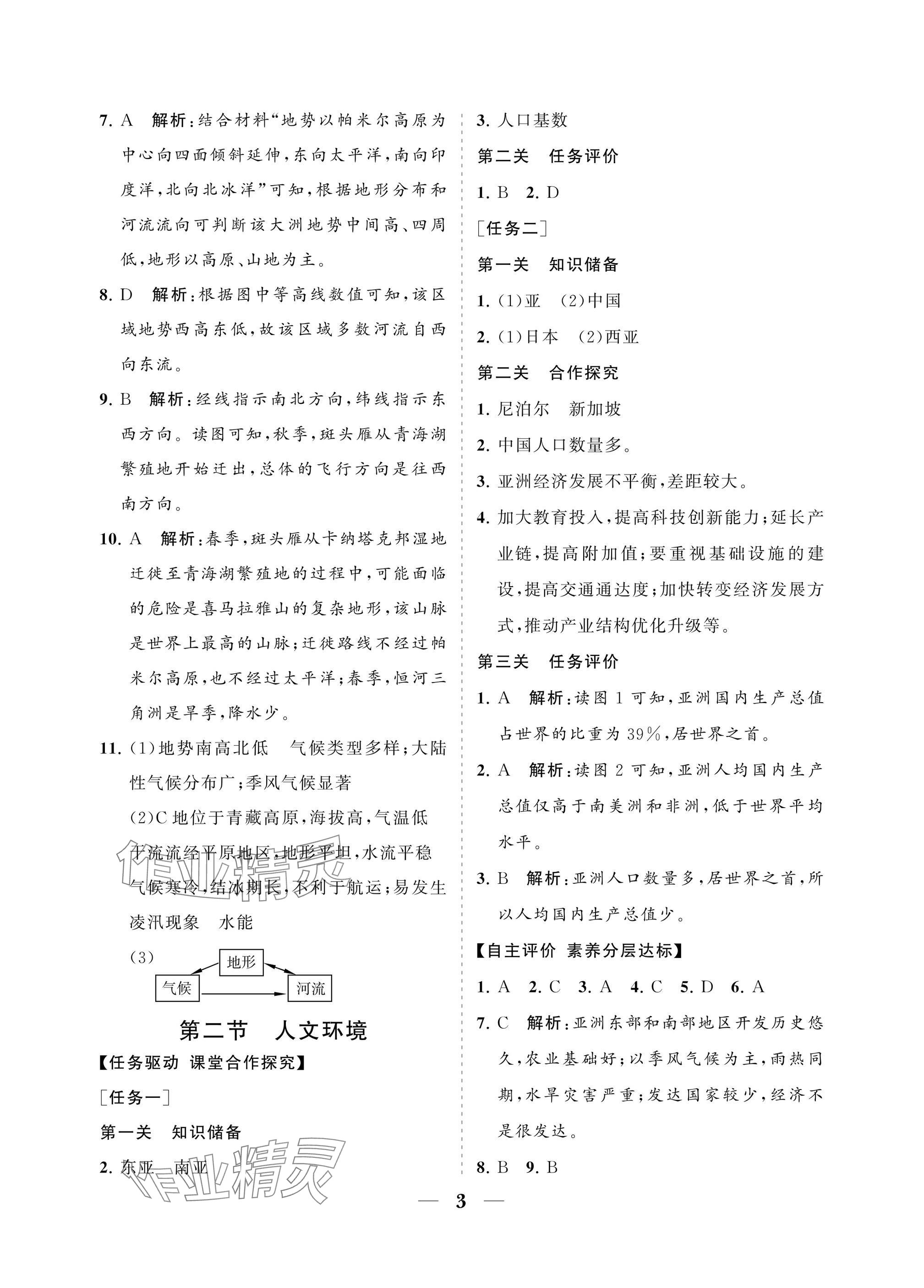 2025年配套綜合練習(xí)甘肅七年級(jí)地理下冊(cè)人教版 參考答案第3頁(yè)