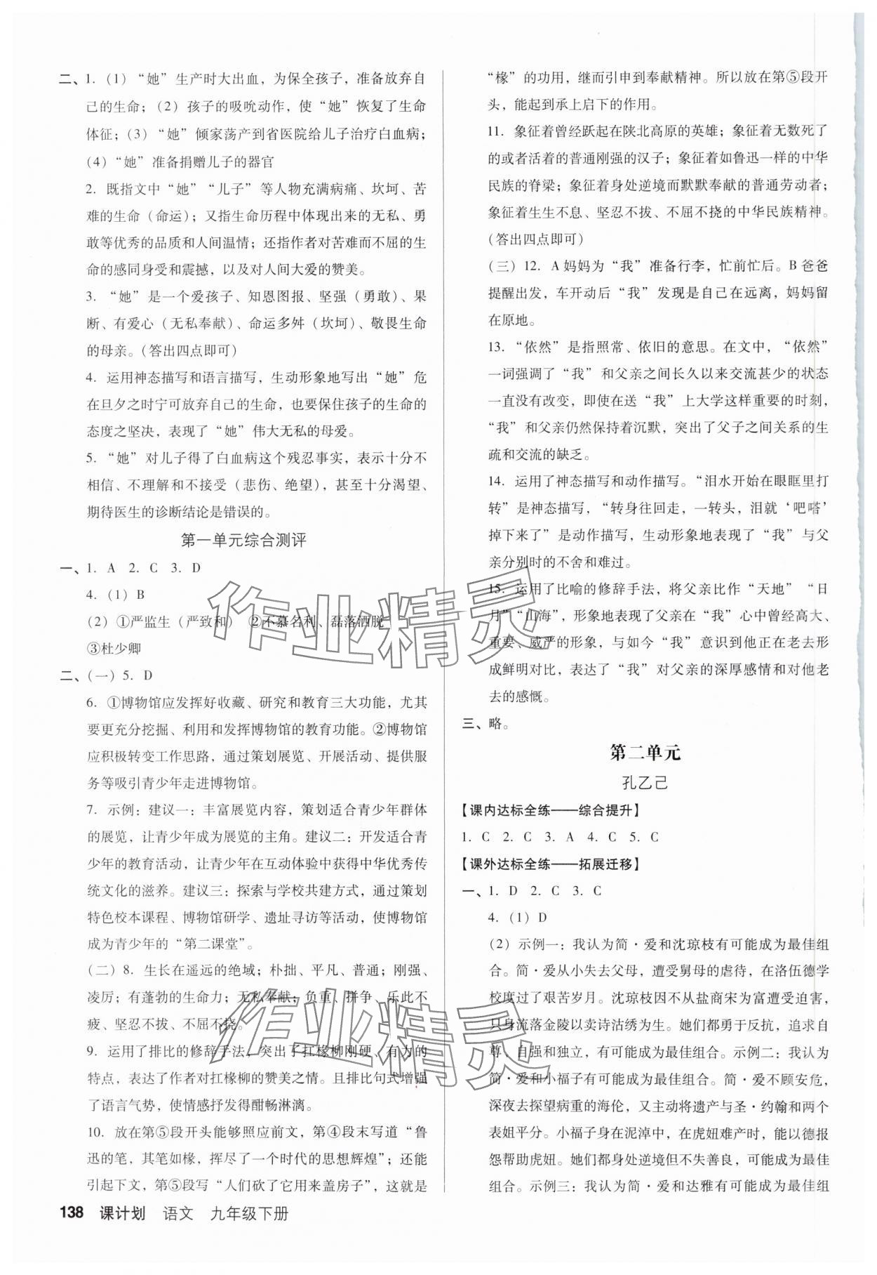 2025年全優(yōu)點練課計劃九年級語文下冊人教版 第2頁