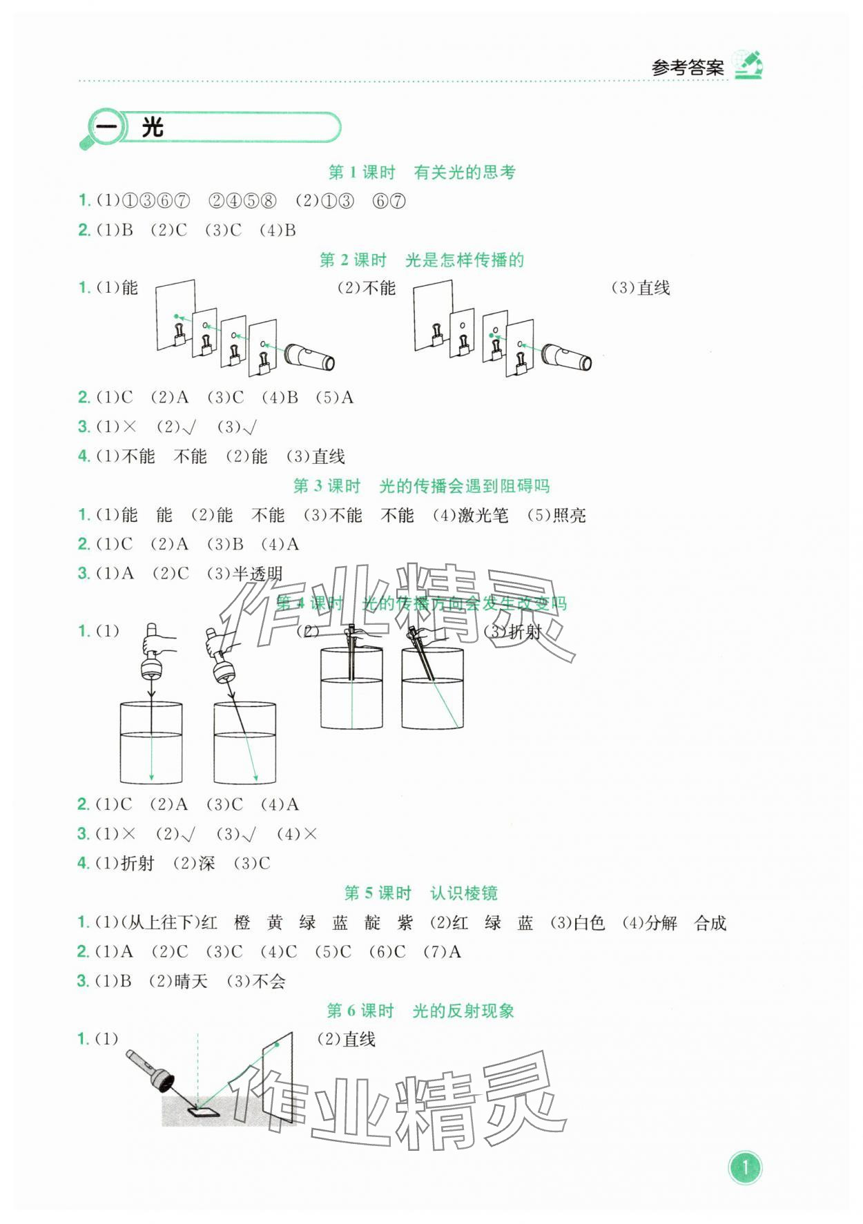 2025年黄冈小状元作业本五年级科学上册教科版 第1页