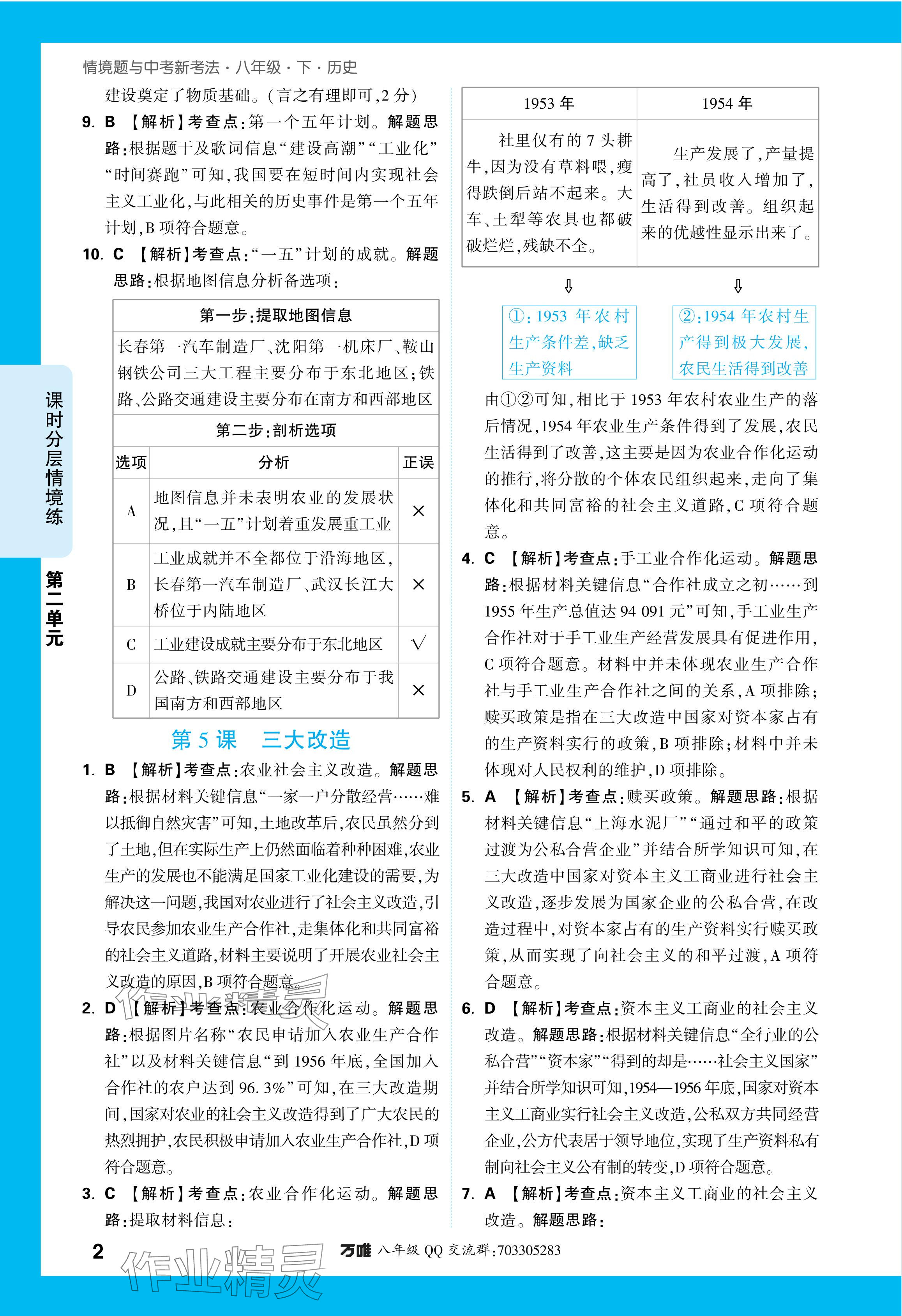 2024年萬唯中考情境題八年級(jí)歷史下冊(cè)人教版&nbsp;參考答案第7頁