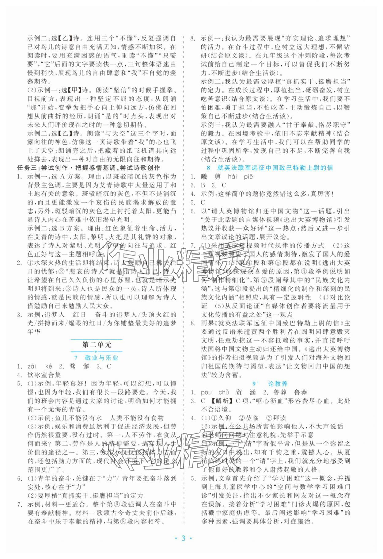 2025年精彩練習就練這一本九年級語文全一冊人教版評議教輔 第3頁