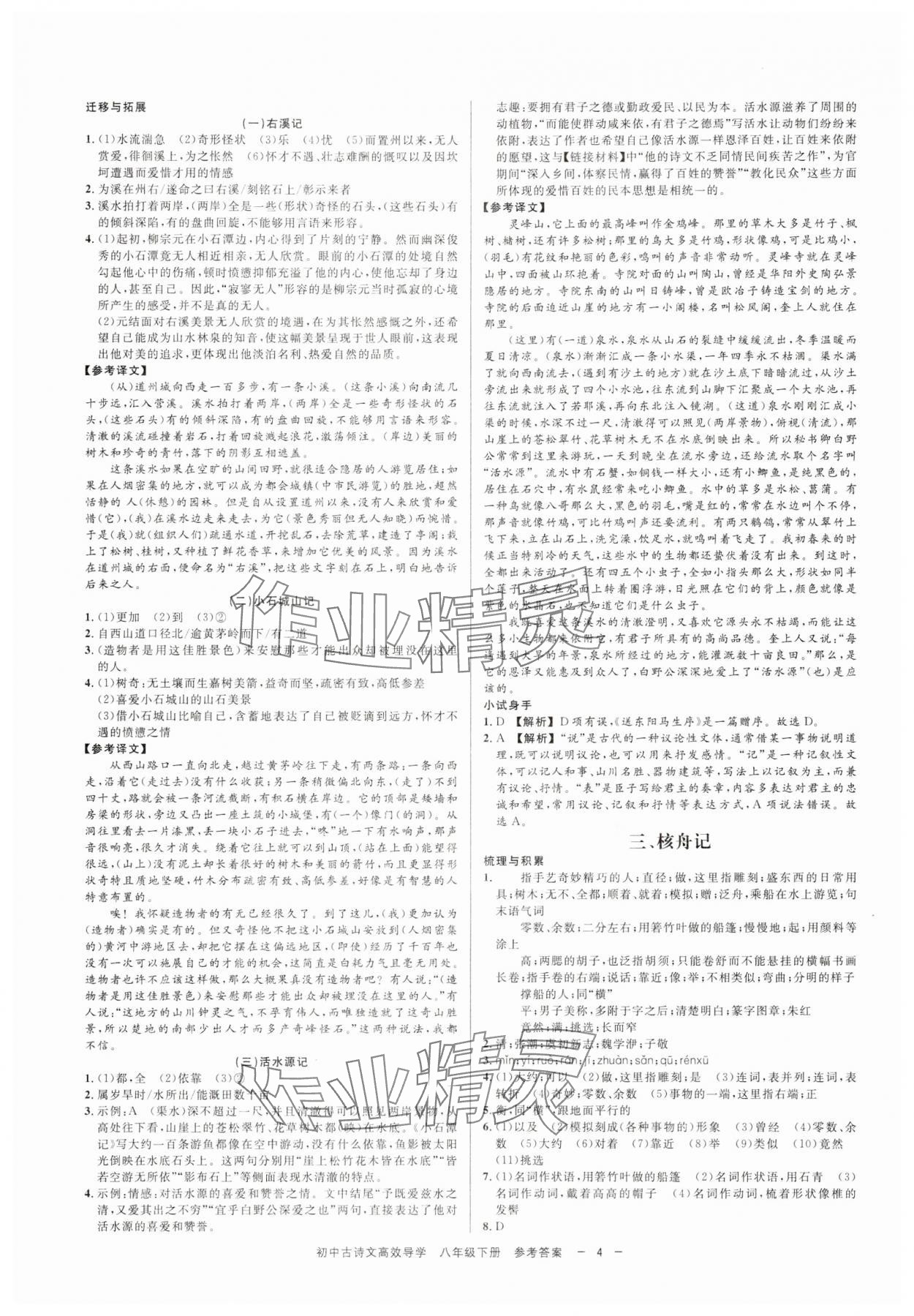 2025年古詩(shī)文高效導(dǎo)學(xué)八年級(jí)下冊(cè)人教版 參考答案第3頁(yè)