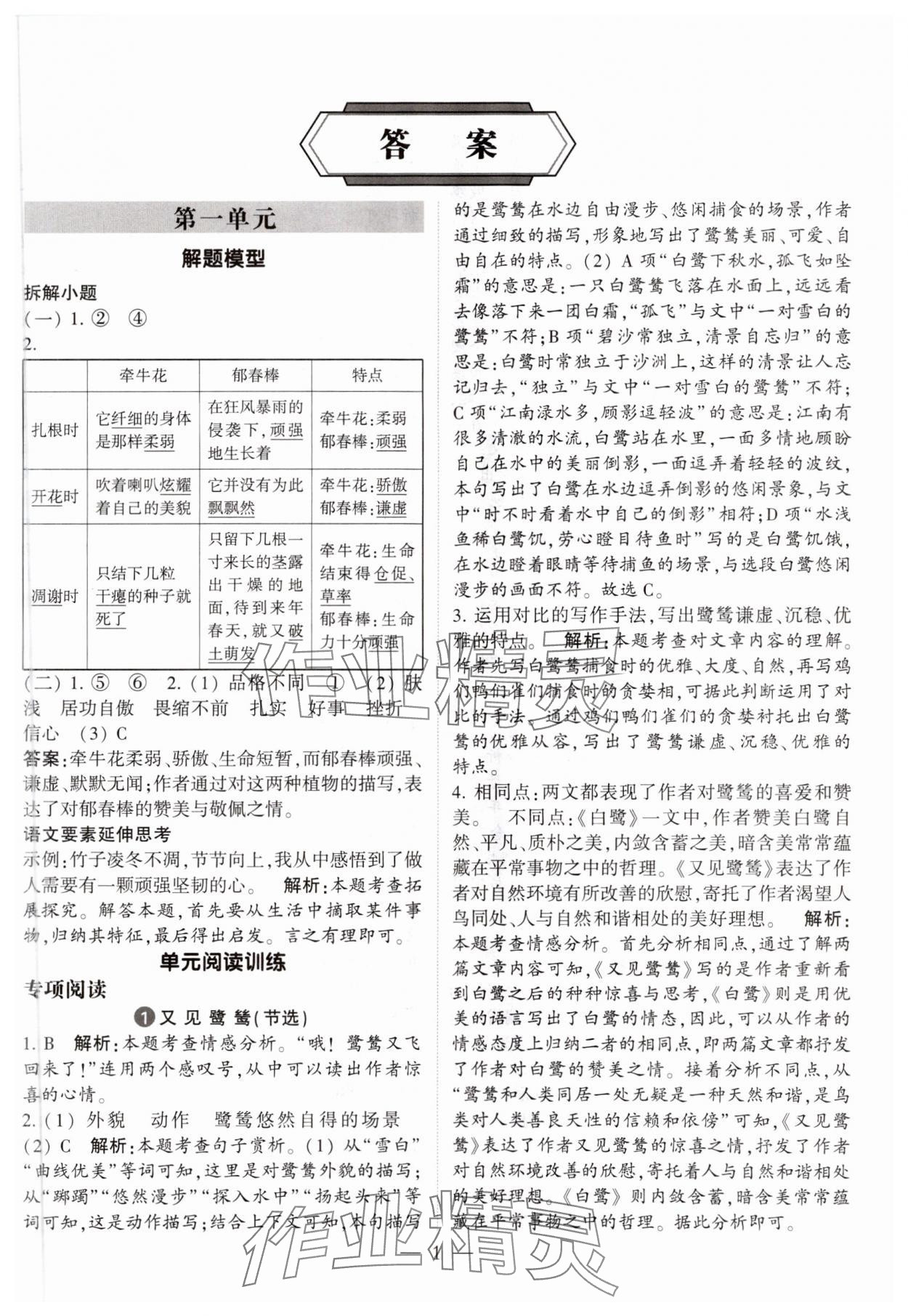 2023年經(jīng)綸學典學霸同步閱讀五年級語文上冊人教版 參考答案第1頁