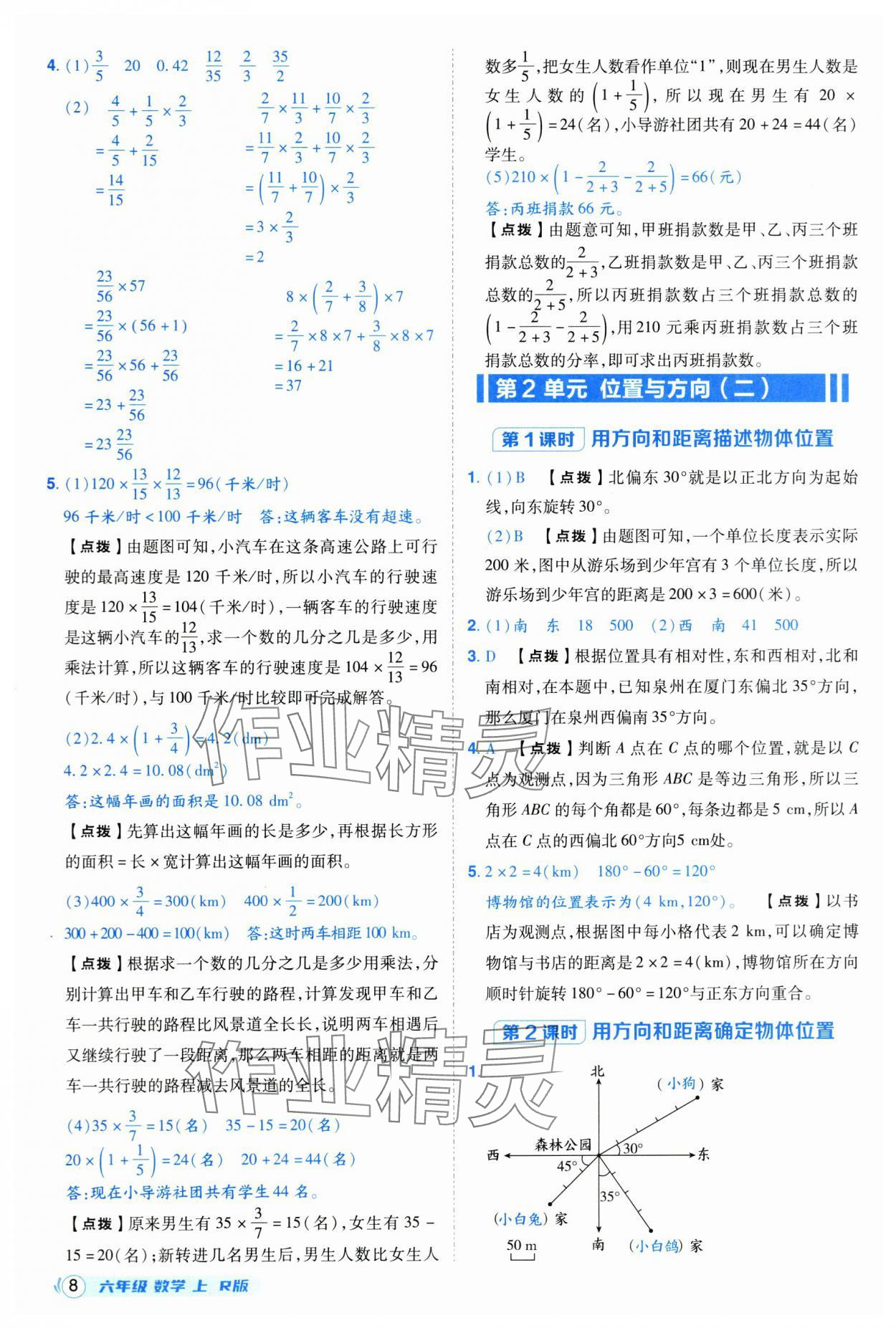 2025年综合应用创新题典中点六年级数学上册人教版福建专版 参考答案第8页
