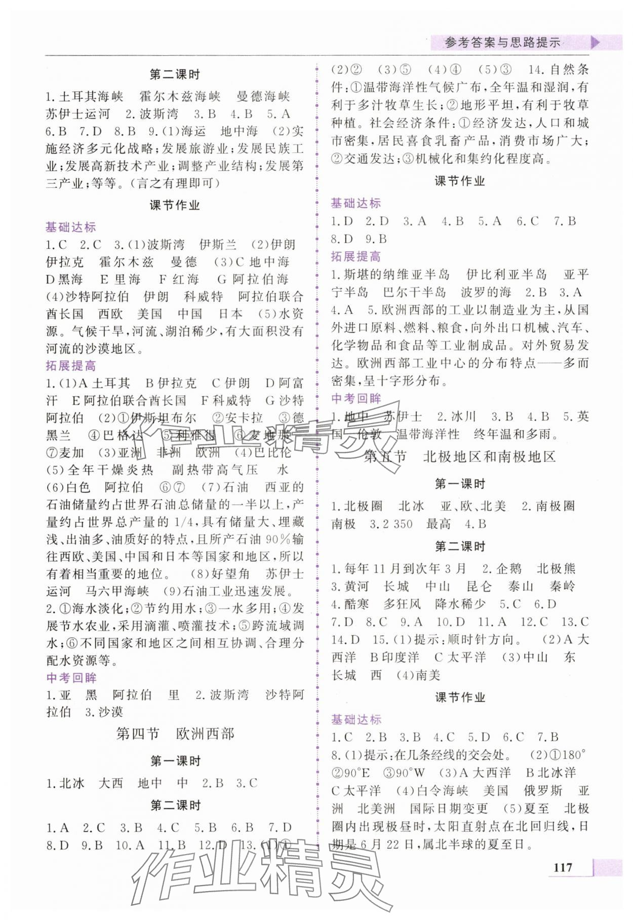 2025年名師點撥配套練習課時作業(yè)七年級地理下冊湘教版 第3頁