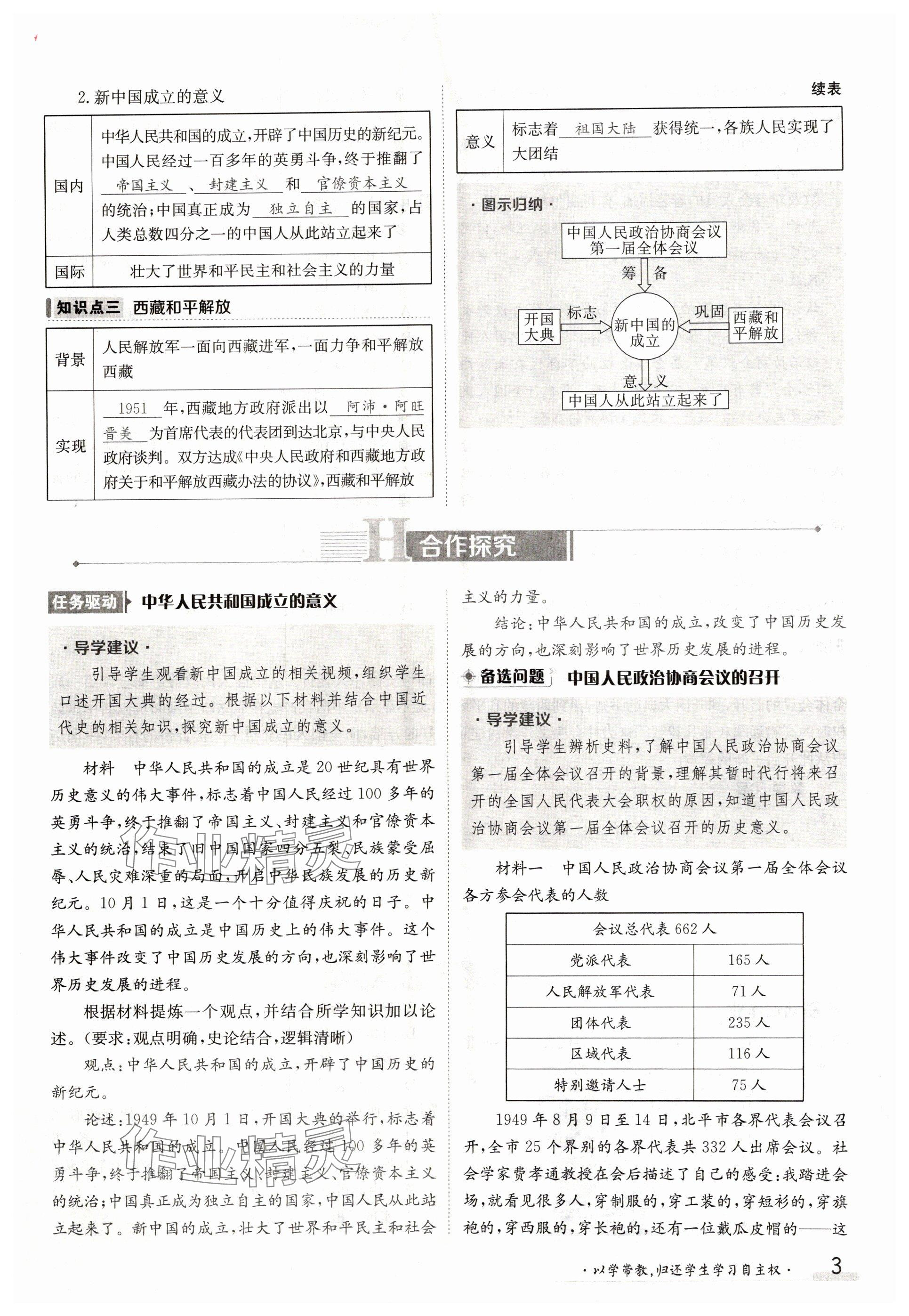 2025年金太陽導學案八年級歷史下冊人教版 參考答案第3頁