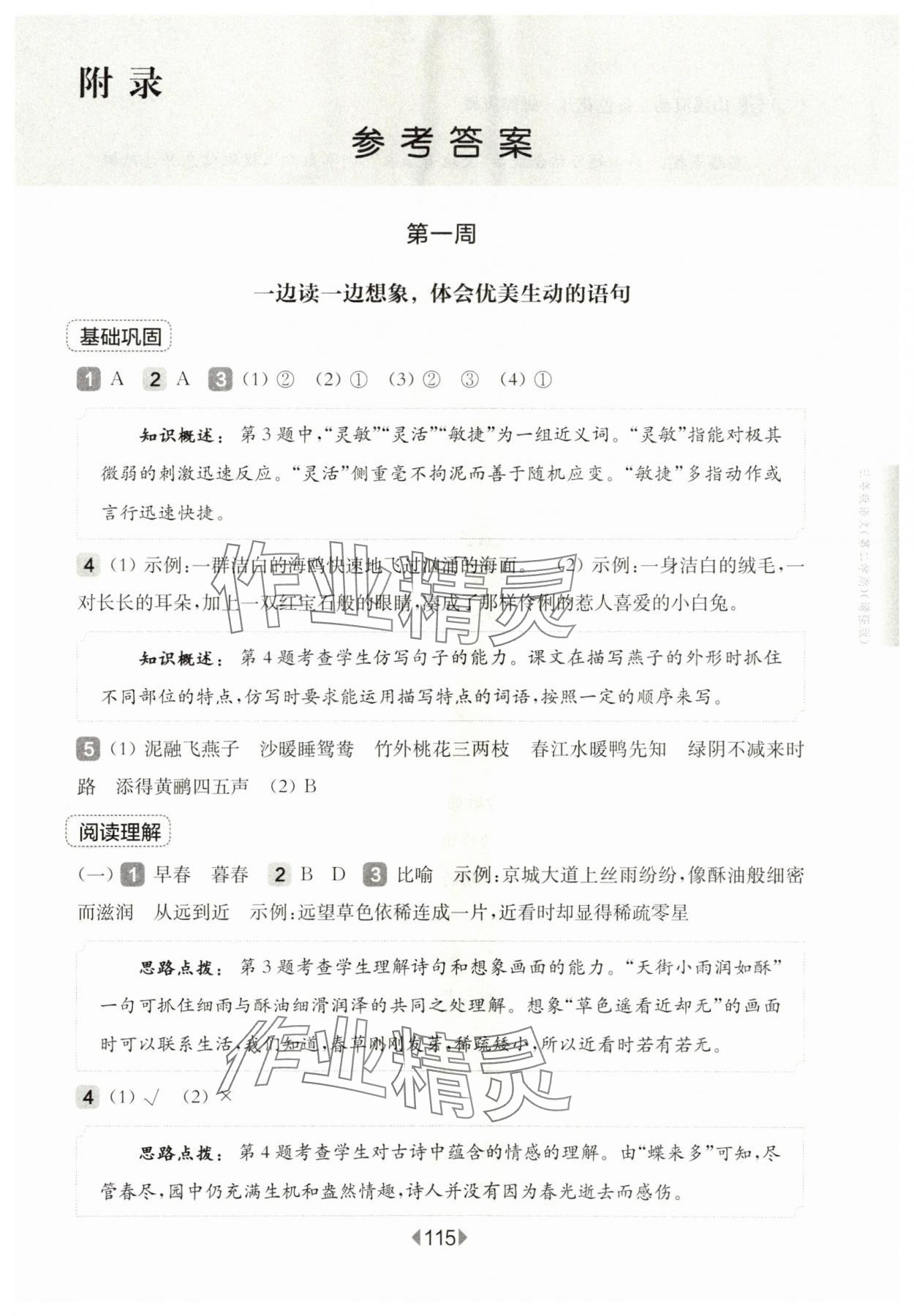 2024年华东师大版一课一练三年级语文下册人教版增强版五四制 参考答案第1页