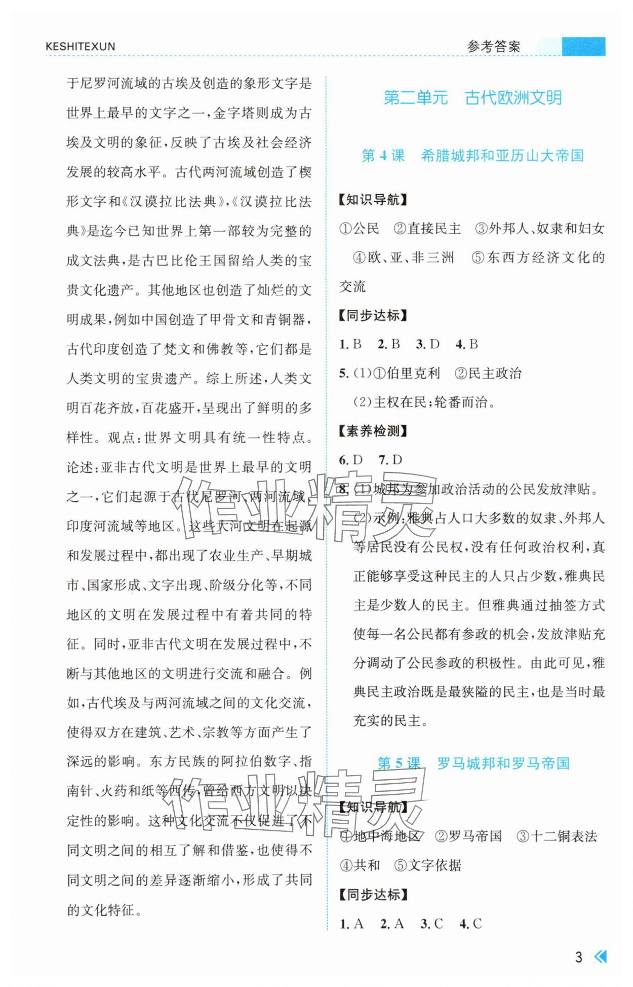 2025年课时特训九年级历史上册人教版&nbsp;第3页