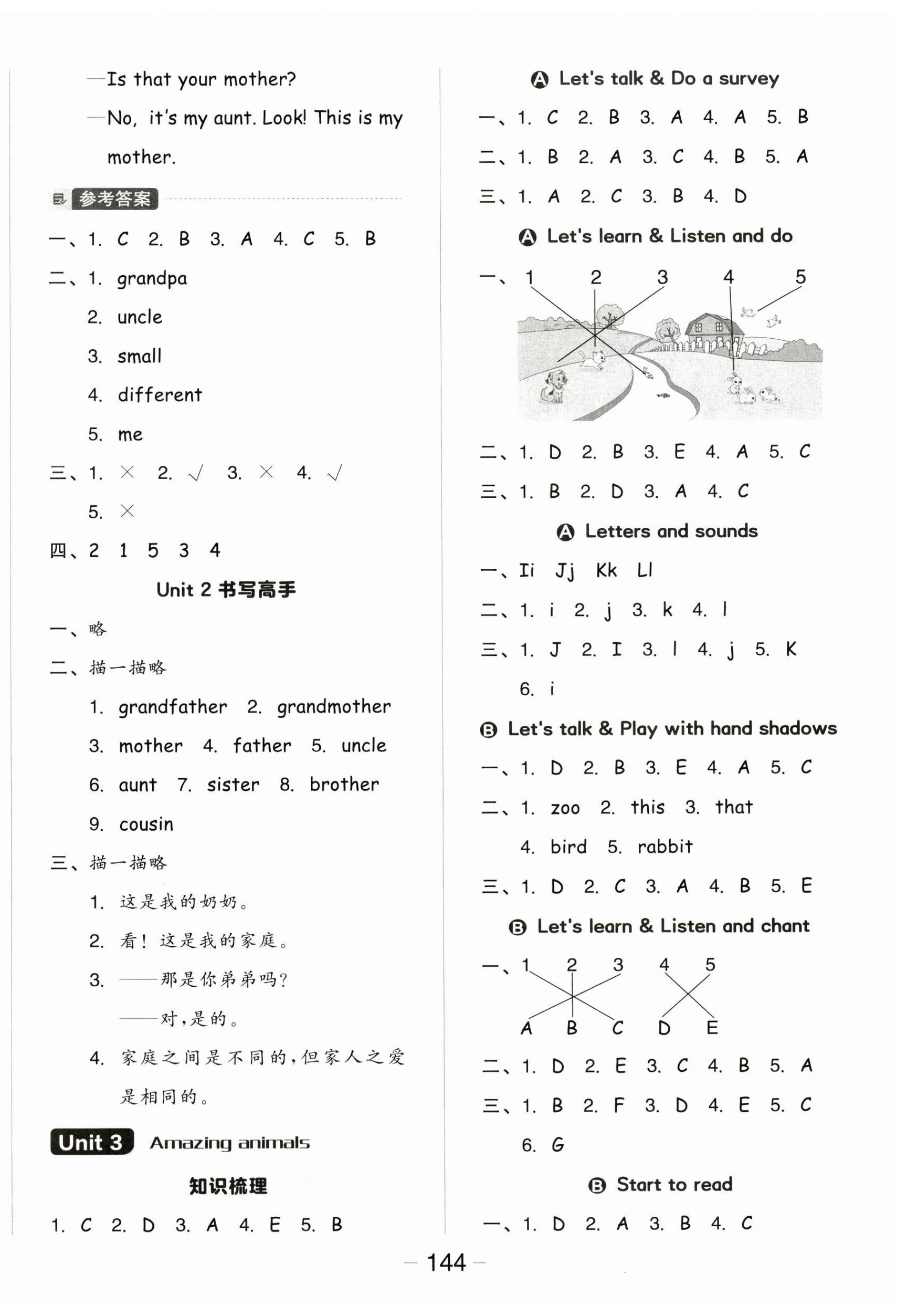 2024年全品學練考三年級英語上冊人教PEP版三起 參考答案第4頁