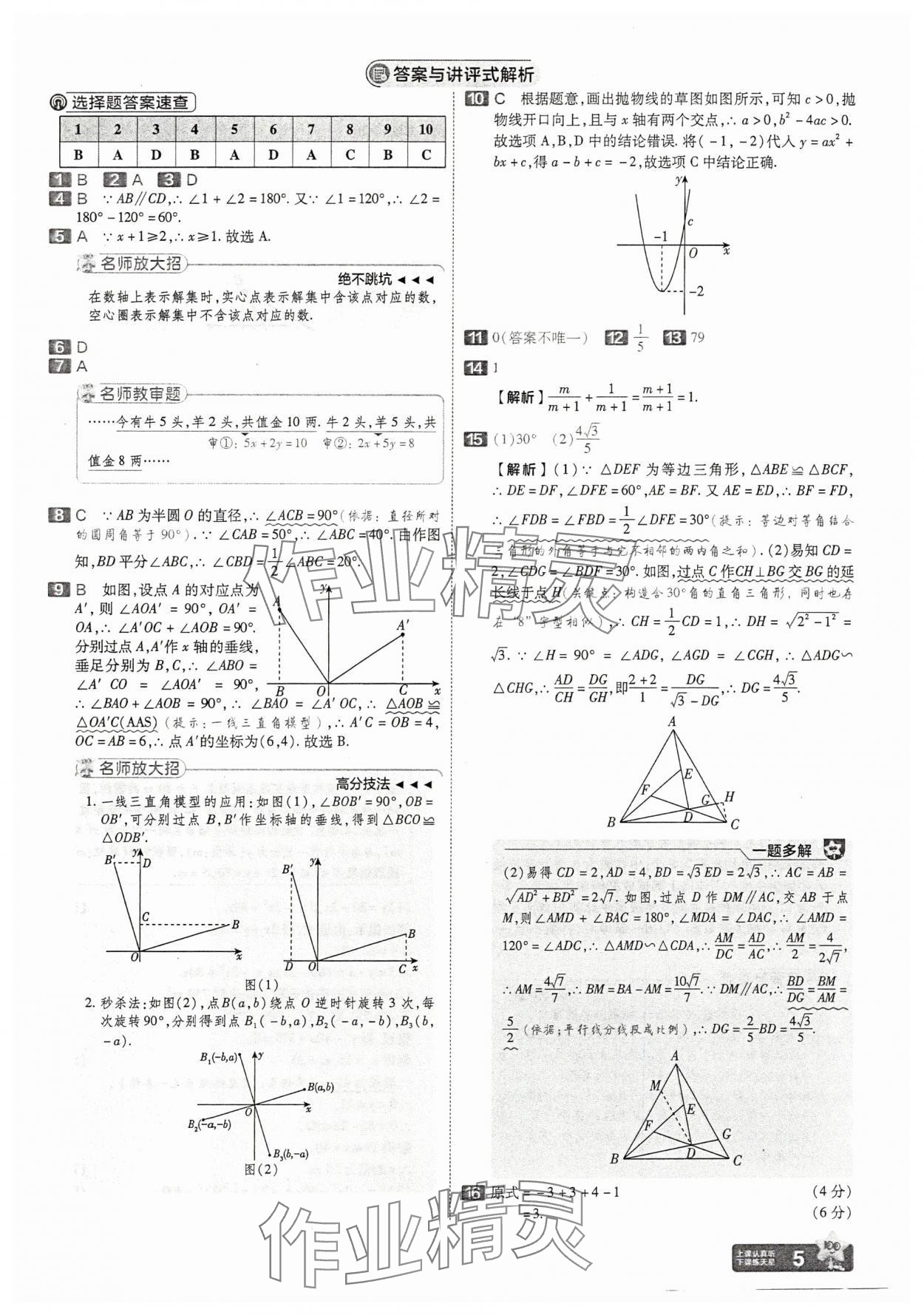 2025年金考卷45套匯編數(shù)學(xué)湖北專版 參考答案第5頁