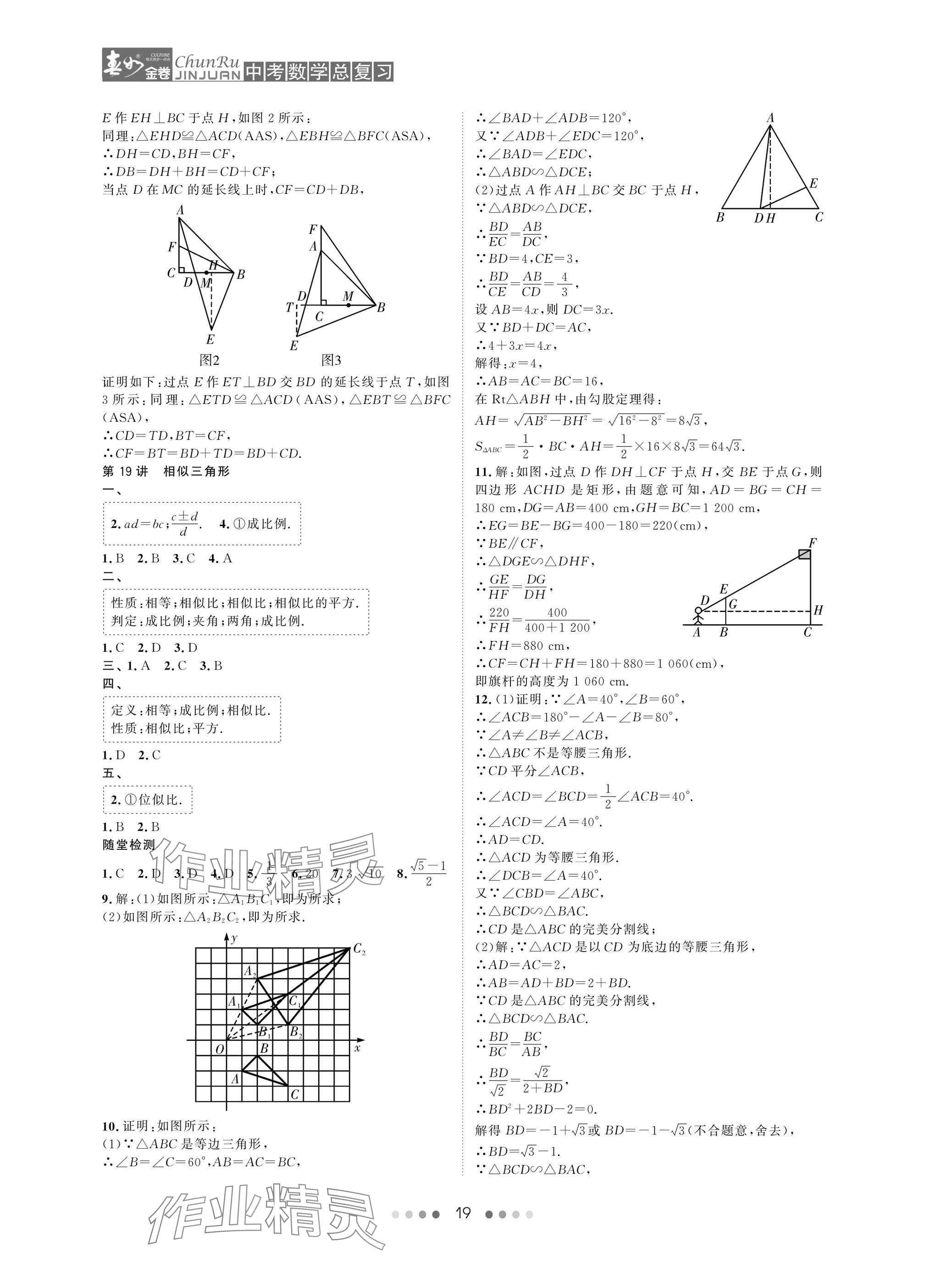 2025年春如金卷中考數(shù)學(xué)總復(fù)習(xí) 參考答案第19頁