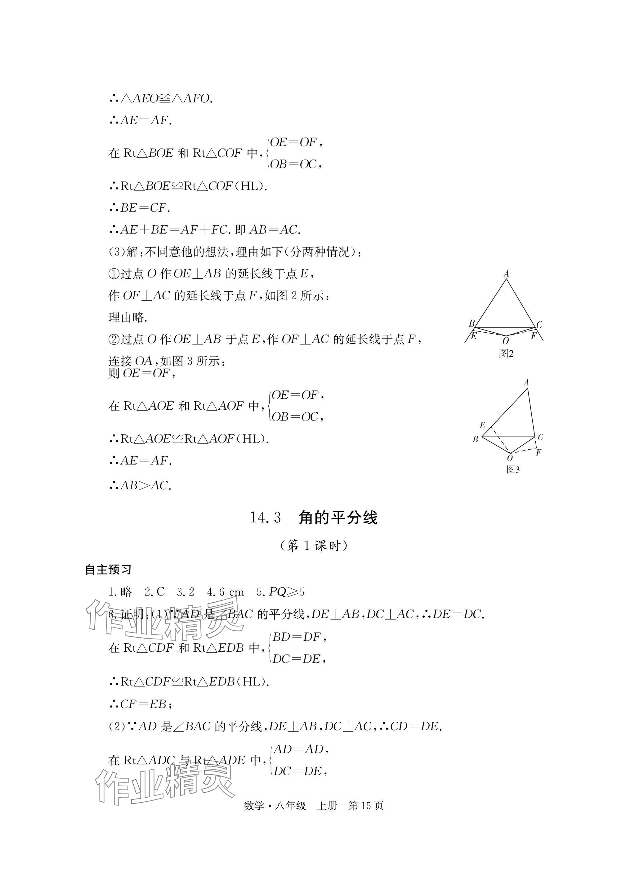2025年自主学习指导课程与测试八年级数学上册人教版&nbsp;参考答案第15页