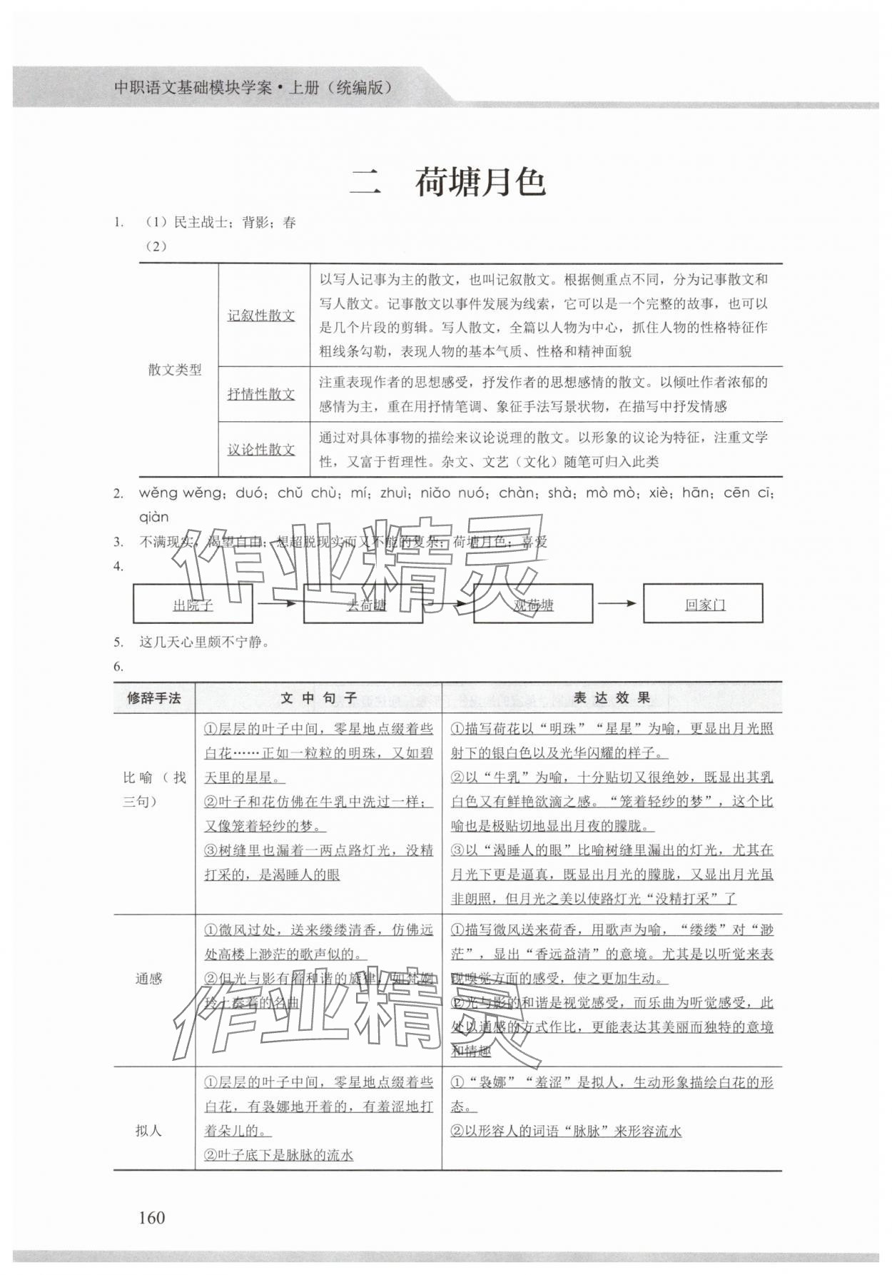 2025年中职语文基础模块学案中职上册人教版&nbsp;第8页