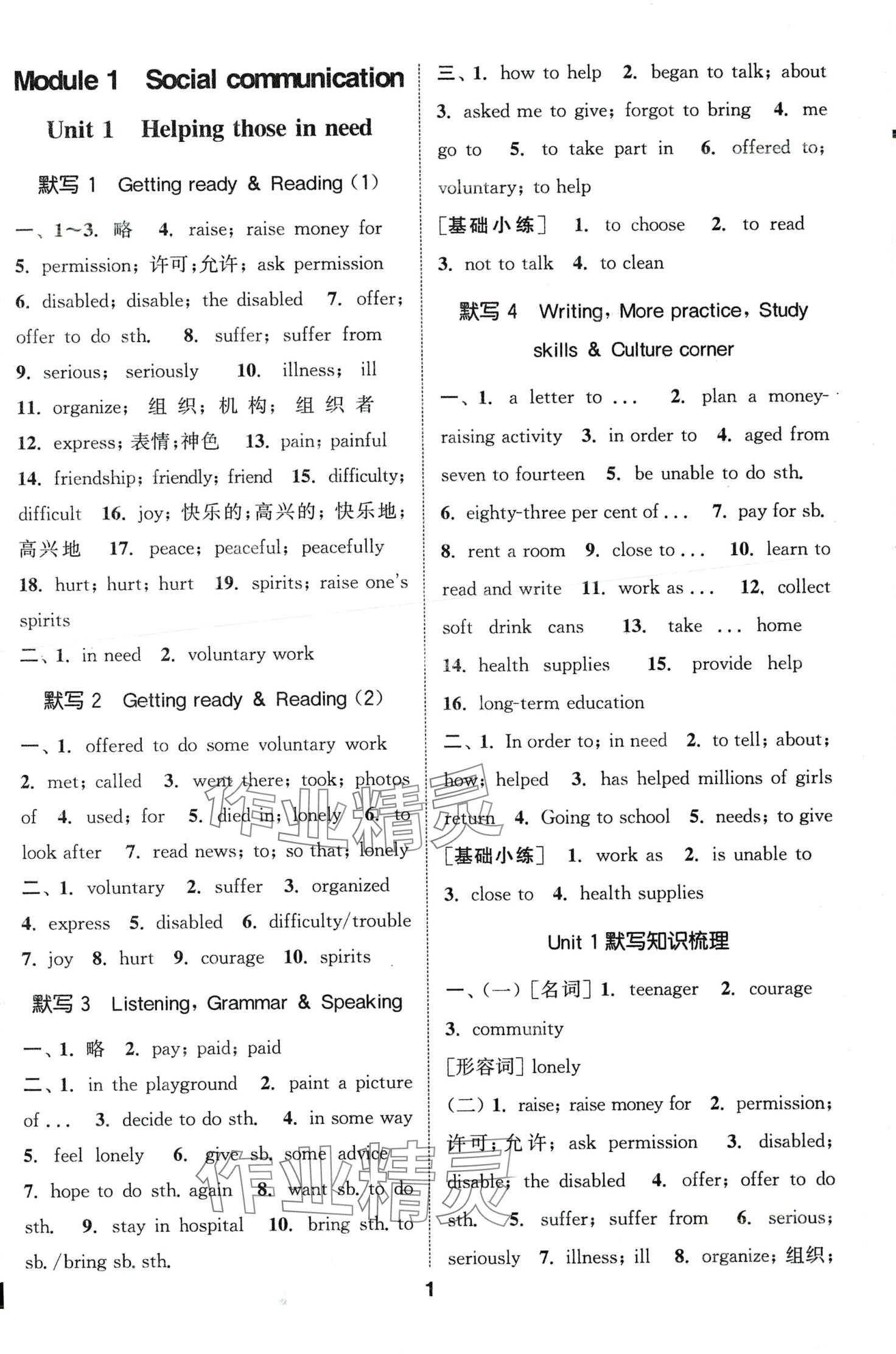 2024年通城學(xué)典默寫能手八年級(jí)英語(yǔ)下冊(cè)滬教版 第1頁(yè)