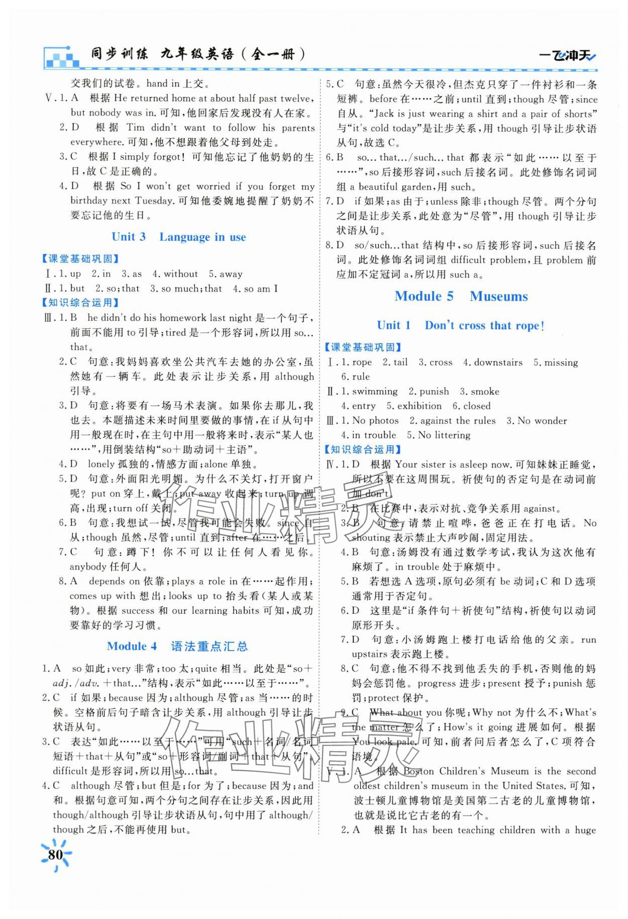 2025年一飛沖天同步訓(xùn)練九年級(jí)英語全一冊(cè)外研版 參考答案第7頁