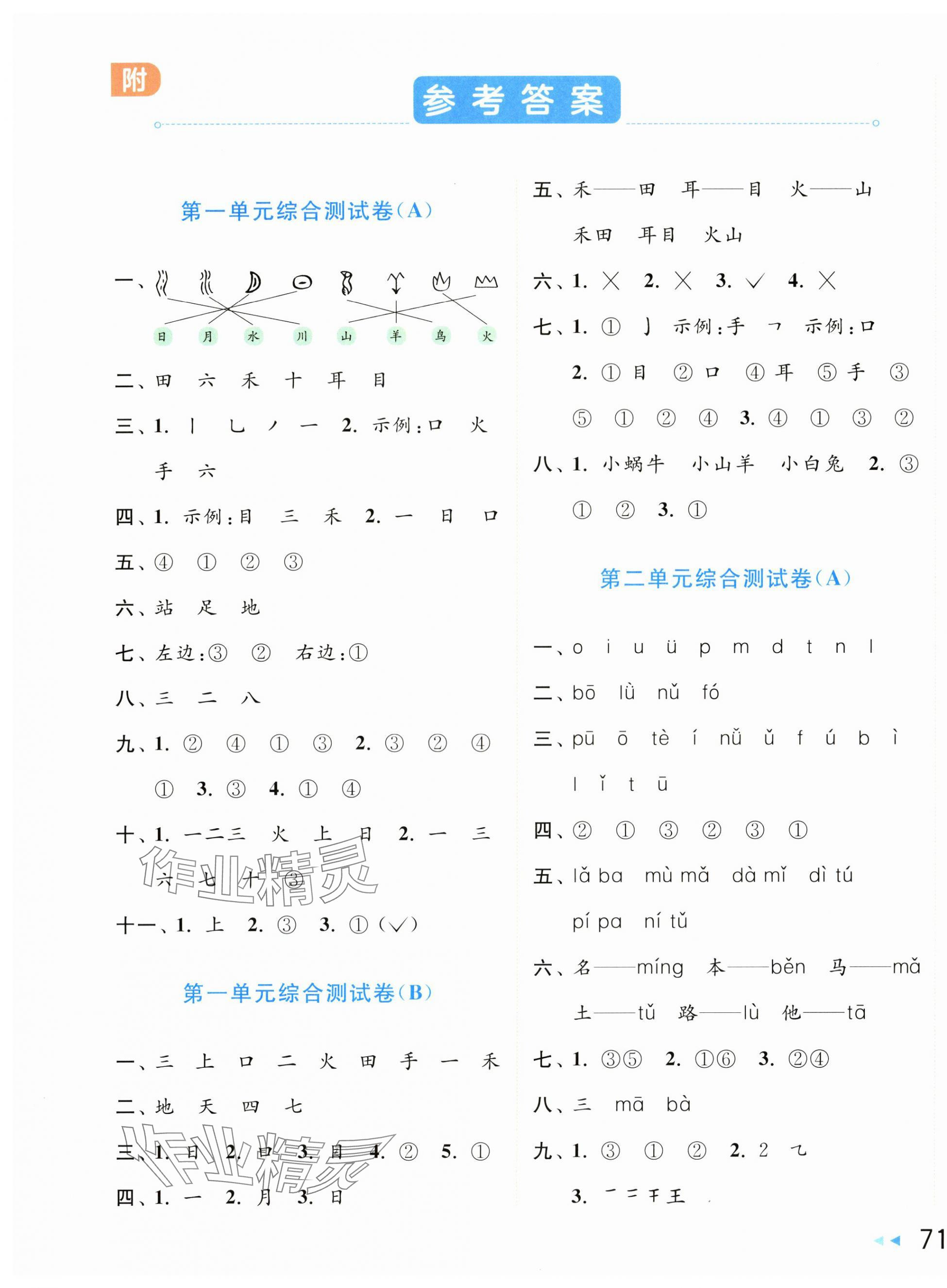 2025年亮点给力大试卷一年级语文上册人教版 第1页