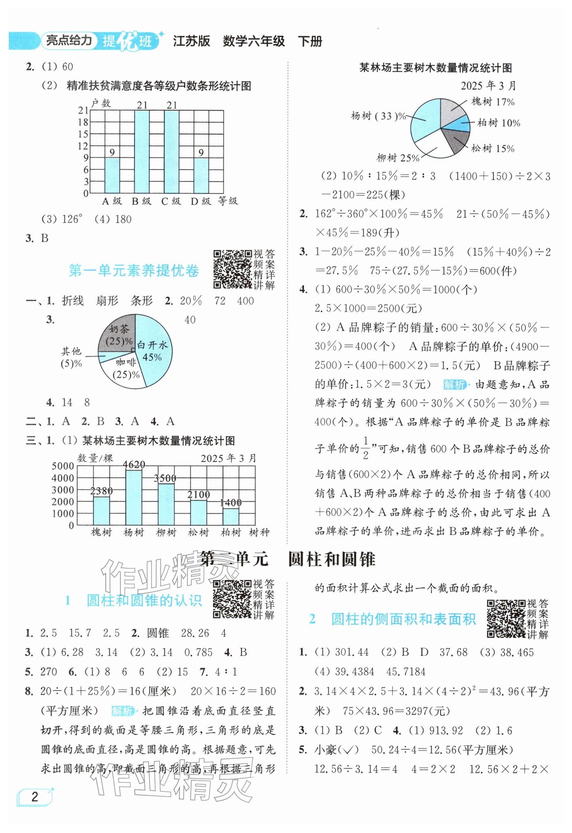 2026年亮点给力提优班六年级数学下册苏教版&nbsp;参考答案第2页