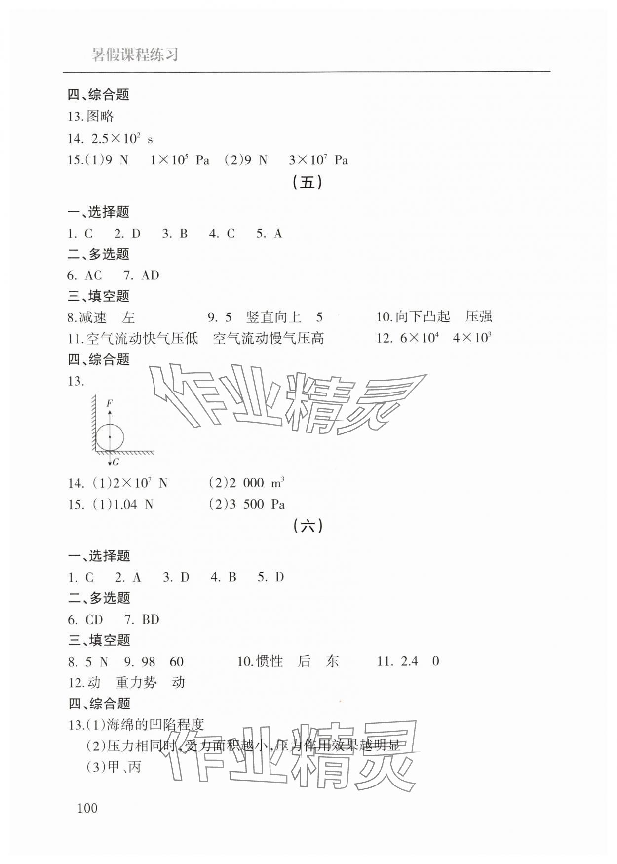 2025年暑假課程練習(xí)南方出版社八年級物理 參考答案第3頁