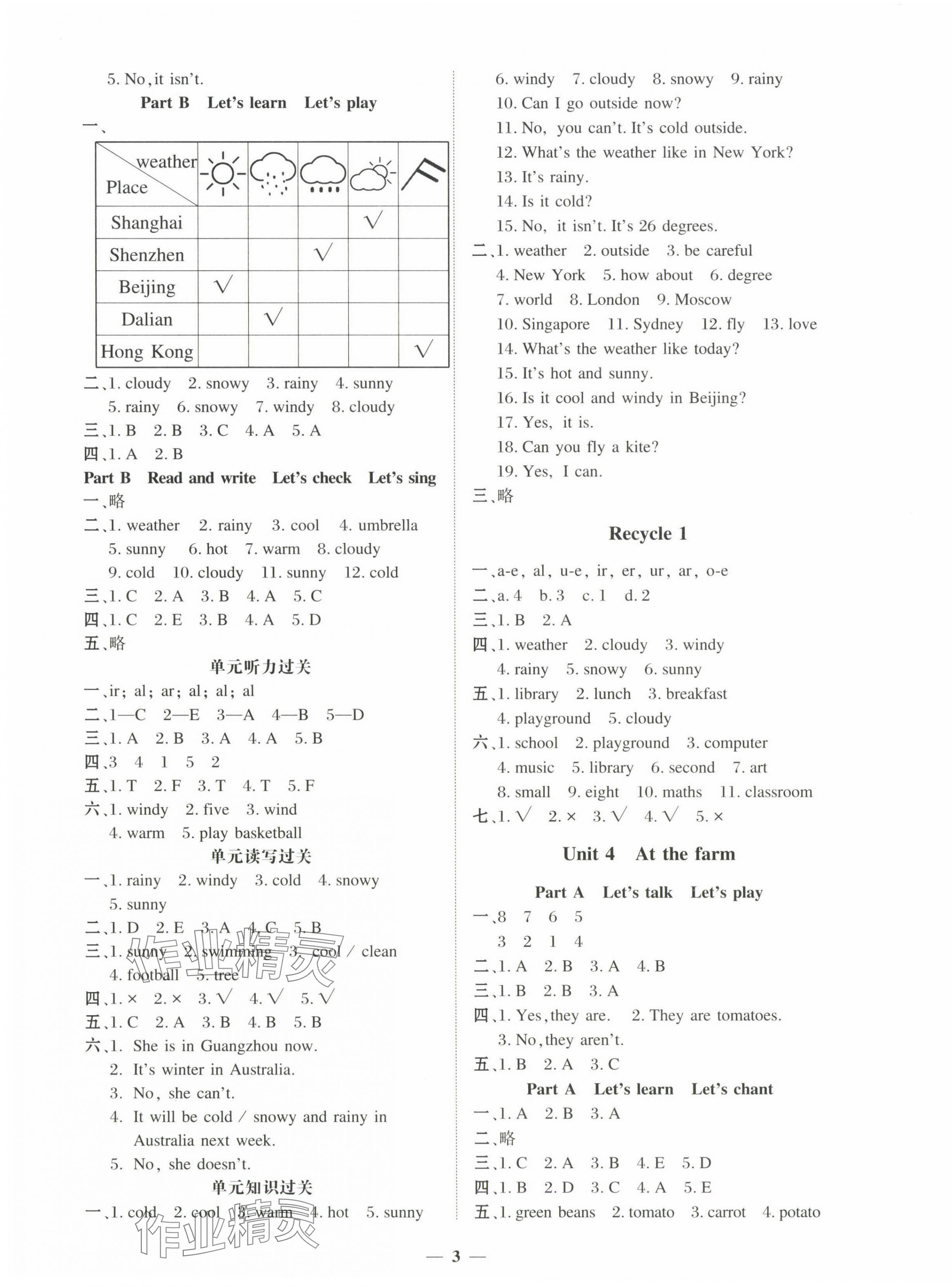 2025年家校導學四年級英語下冊人教版 參考答案第3頁