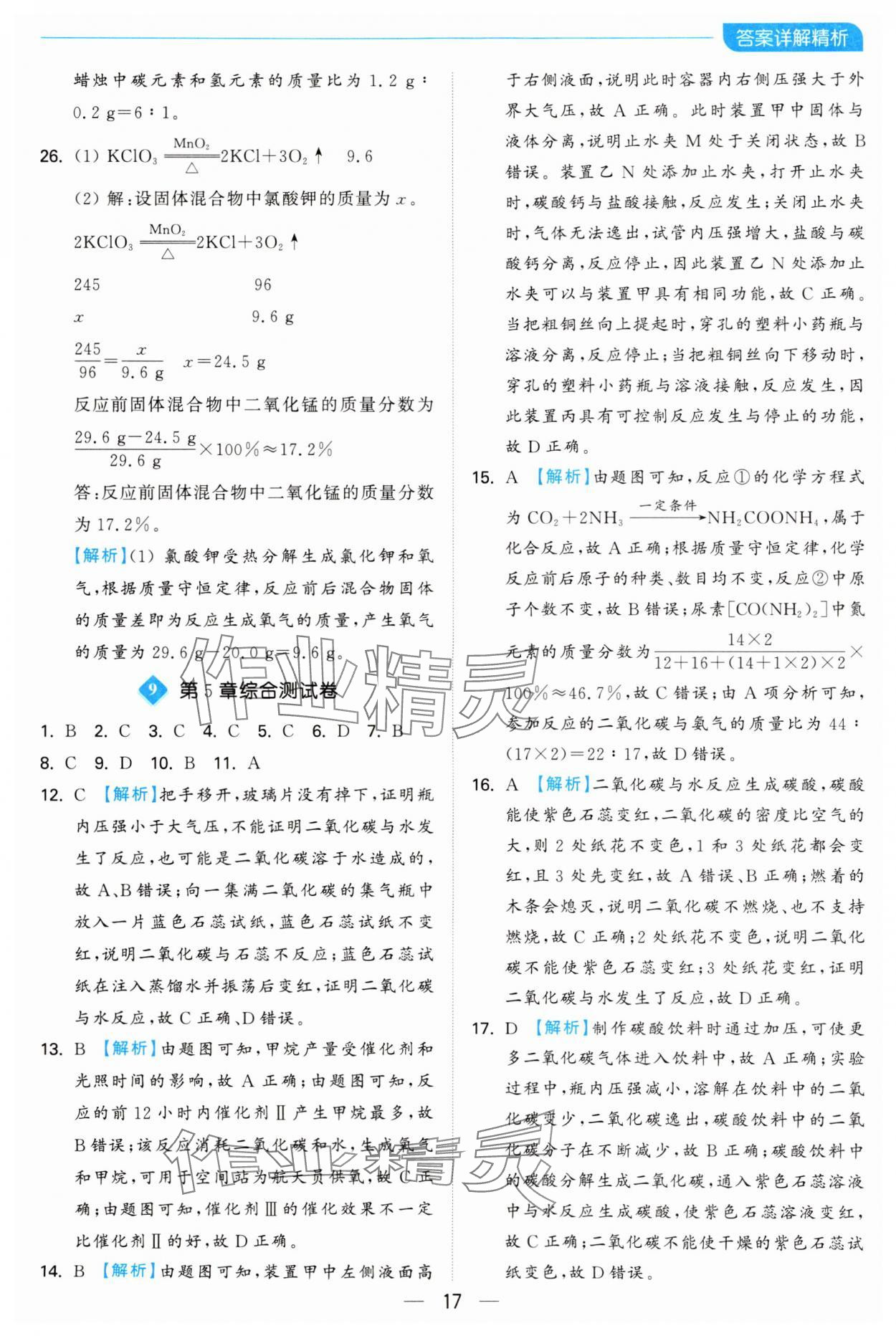 2024年亮点给力全优卷霸九年级化学上册沪教版 第17页