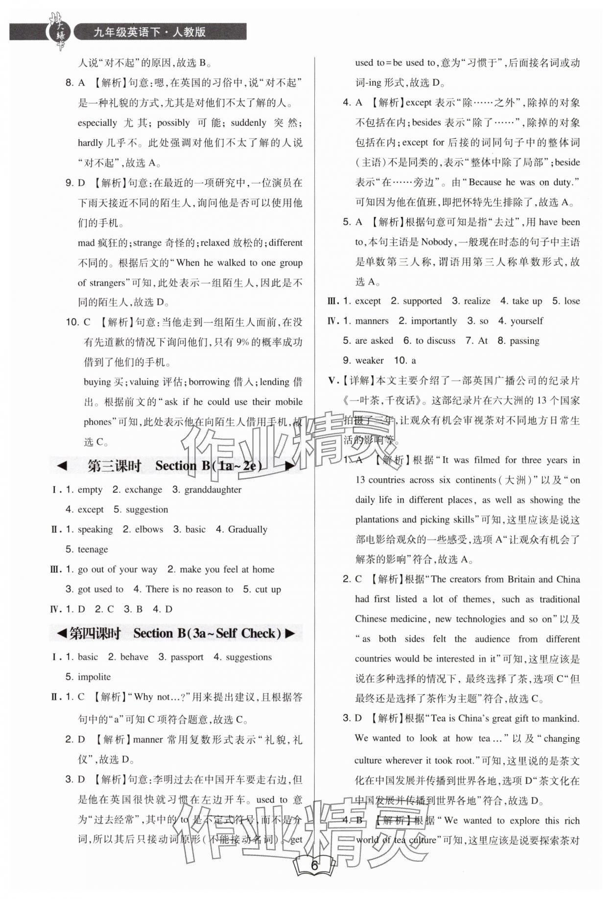 2025年北大綠卡九年級英語下冊人教版&nbsp;參考答案第6頁