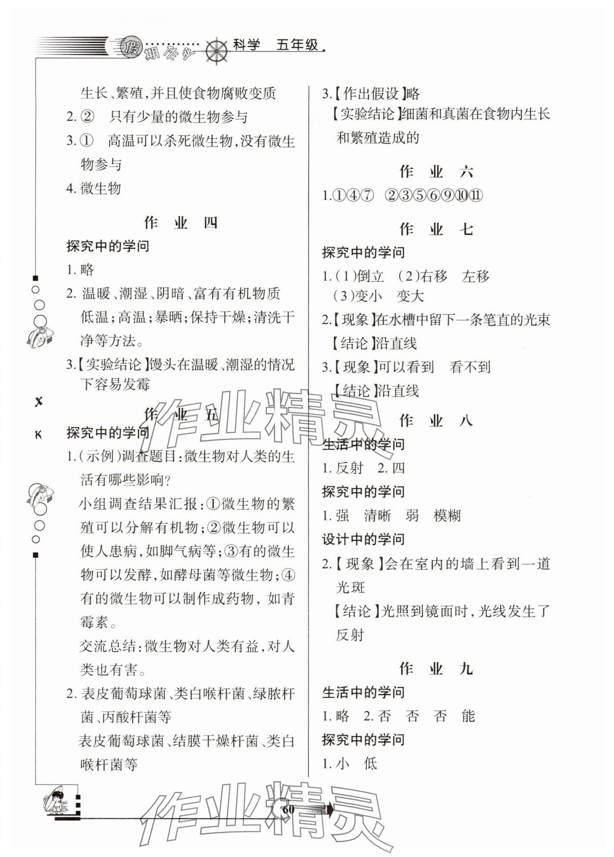 2025年假期作业西安出版社五年级科学湘科版 第2页