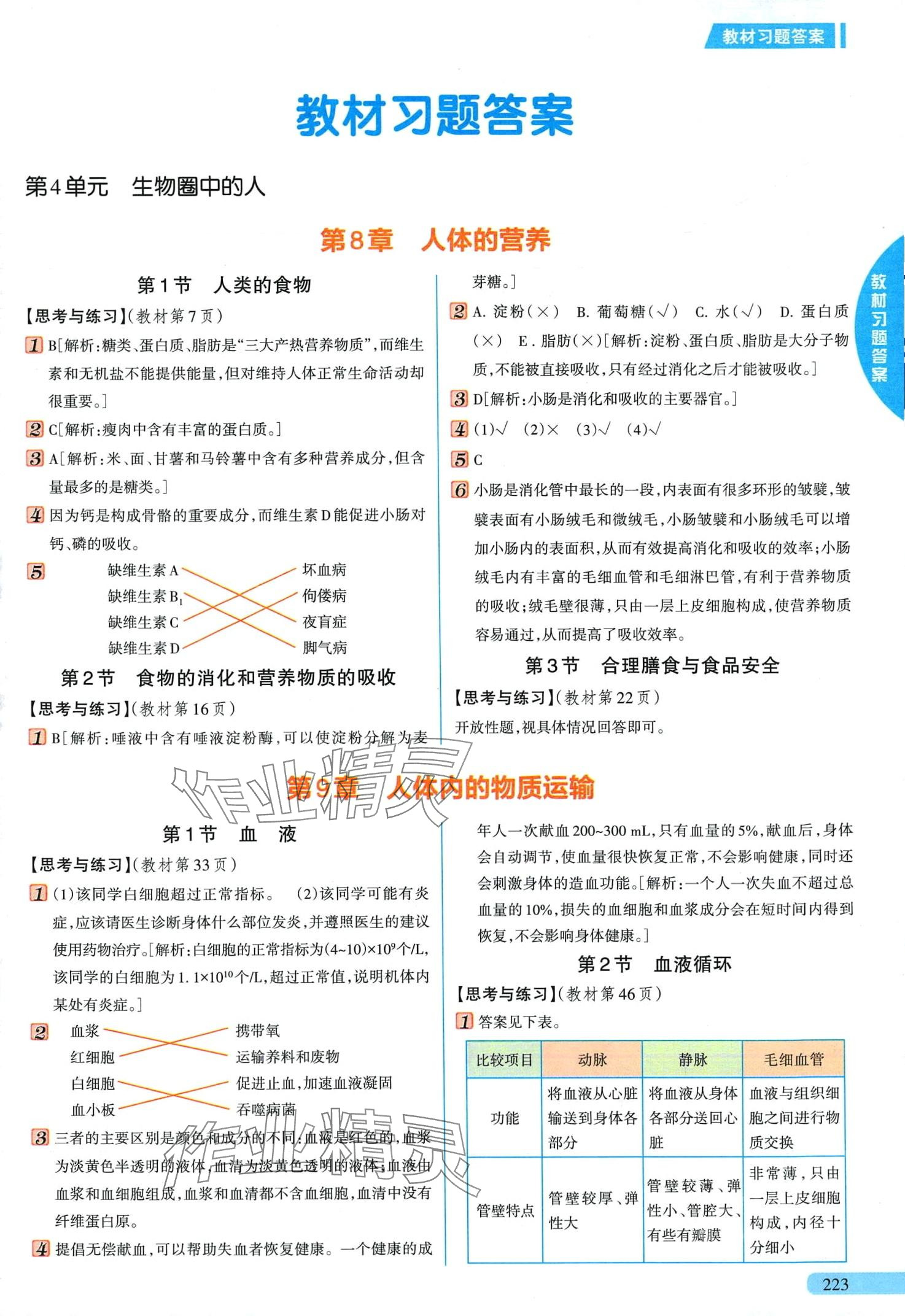 2024年教材课本七年级生物下册北师大版 第1页