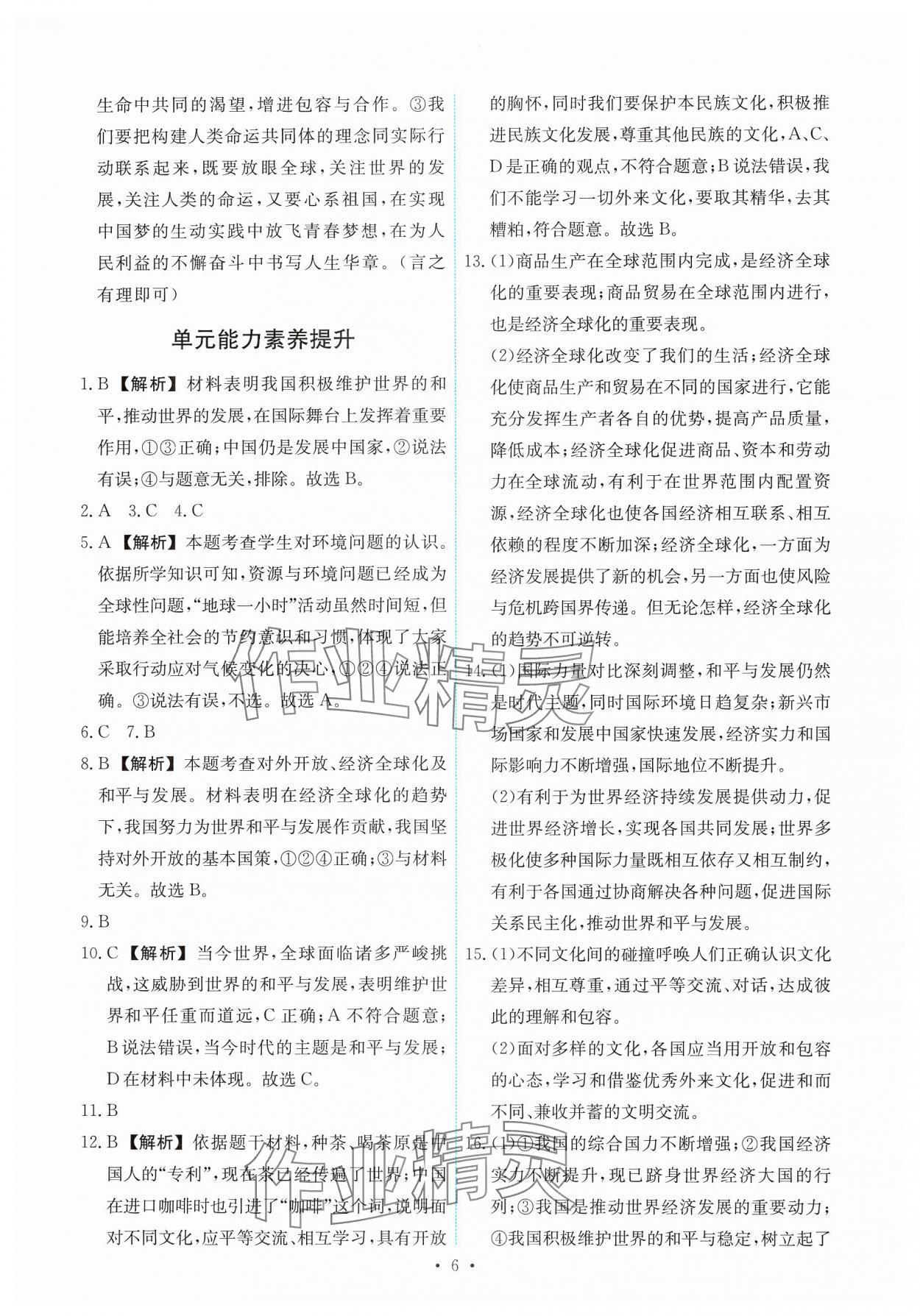 2025年能力培养与测试九年级道德与法治下册人教版 第6页