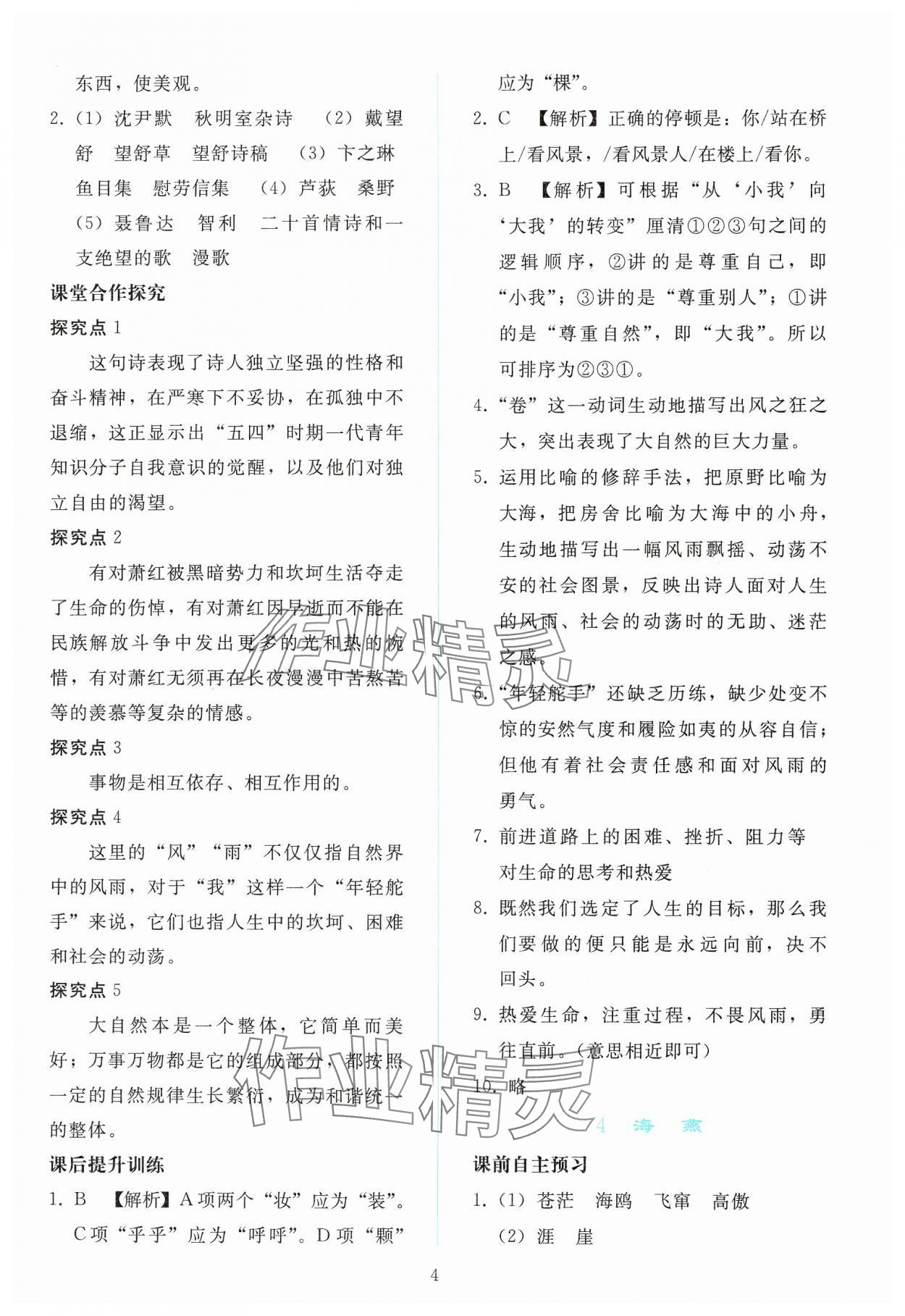 2025年同步輕松練習(xí)九年級(jí)語(yǔ)文下冊(cè)人教版 參考答案第3頁(yè)
