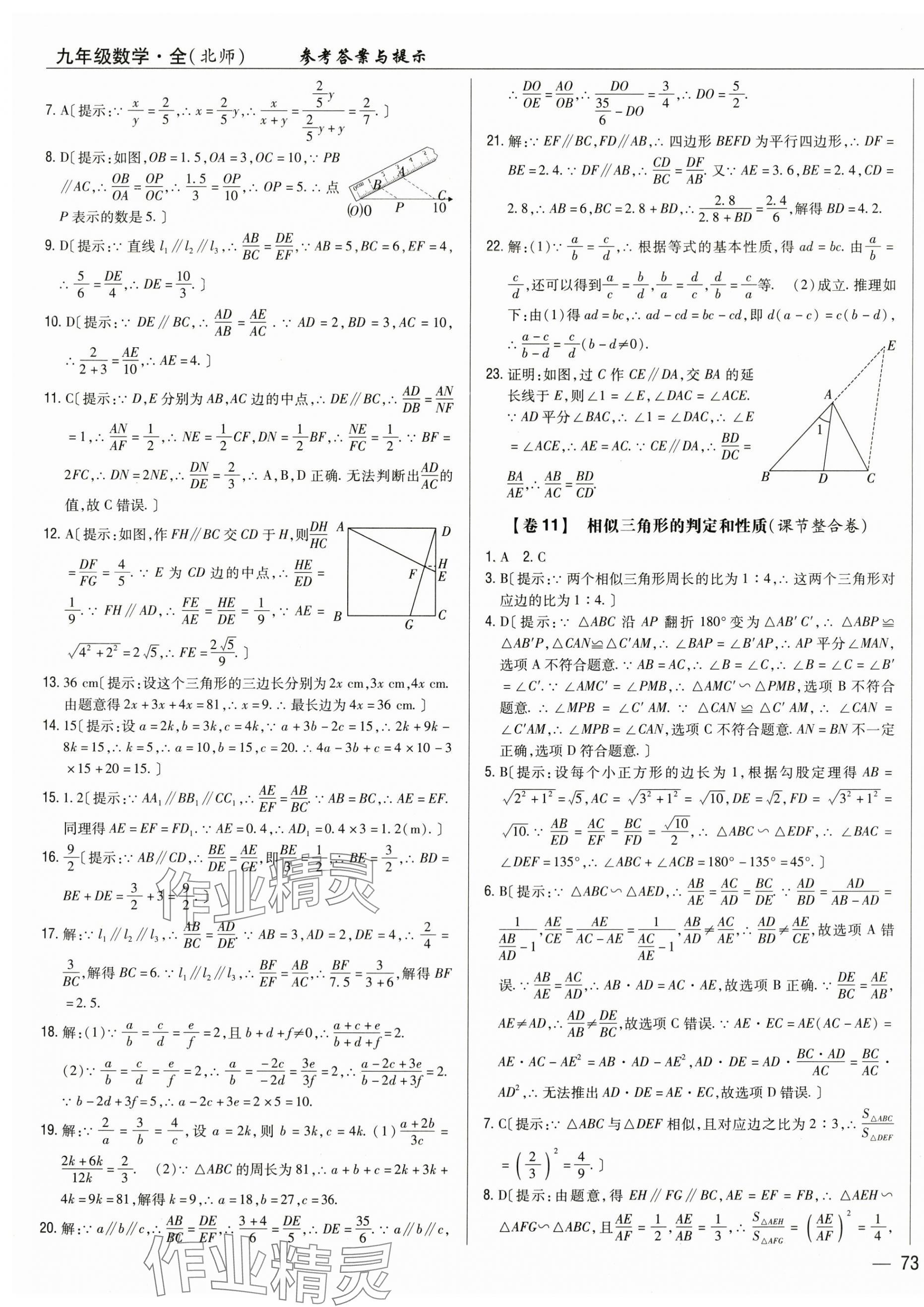 2024年完全考卷九年級(jí)數(shù)學(xué)全一冊(cè)北師大版 參考答案第13頁(yè)