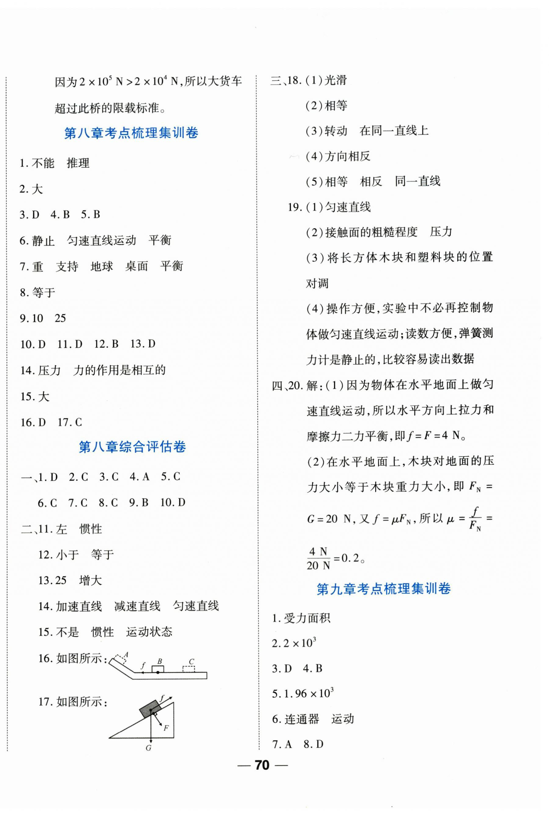 2024年單元專題測(cè)試一卷通八年級(jí)物理下冊(cè)人教版 參考答案第2頁(yè)