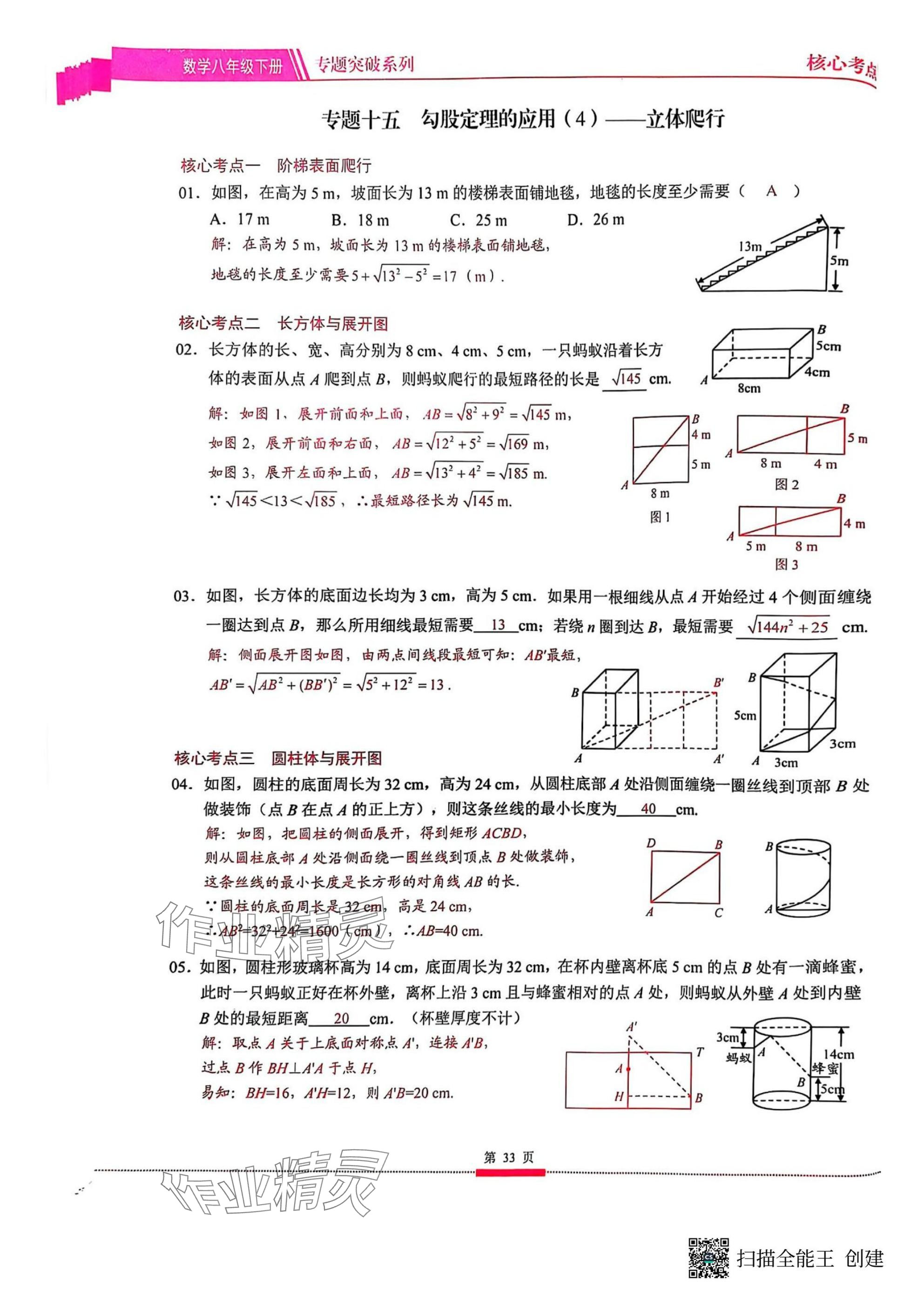 2025年名校學典核心考點武漢出版社八年級數(shù)學下冊人教版 參考答案第33頁