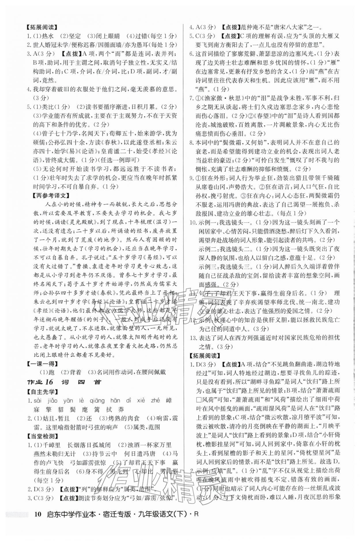 2026年启东中学作业本九年级语文下册人教版宿迁专版 第10页