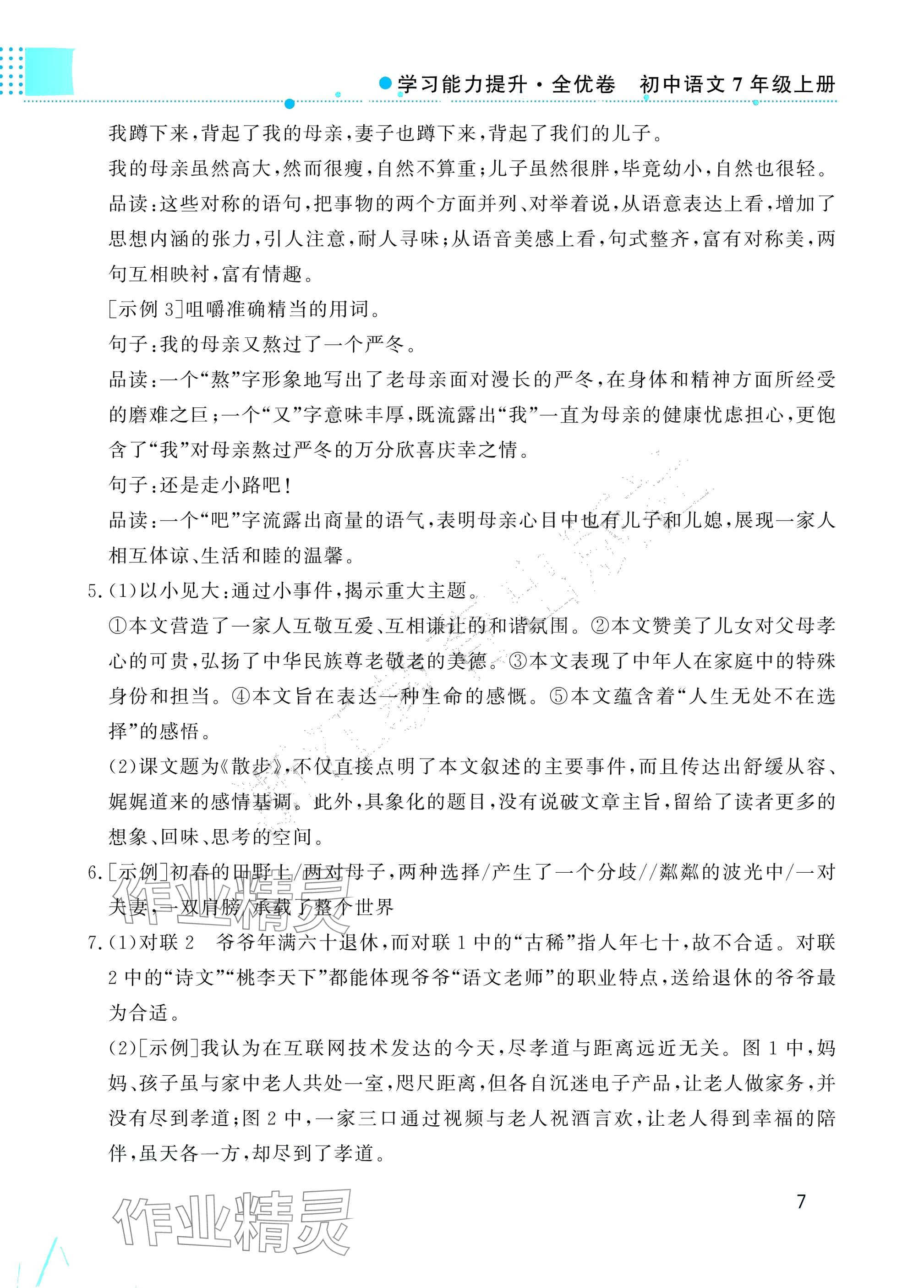 2025年学习能力提升七年级语文上册人教版 参考答案第7页