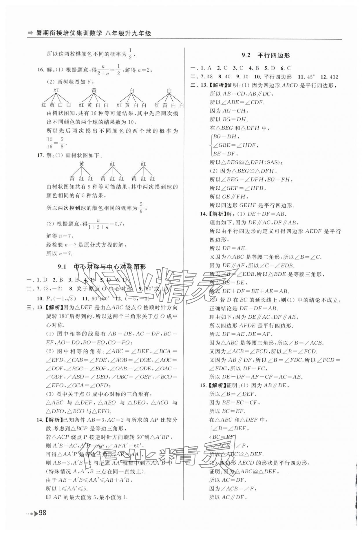 2025年暑期衔接培优集训八升九数学 第2页