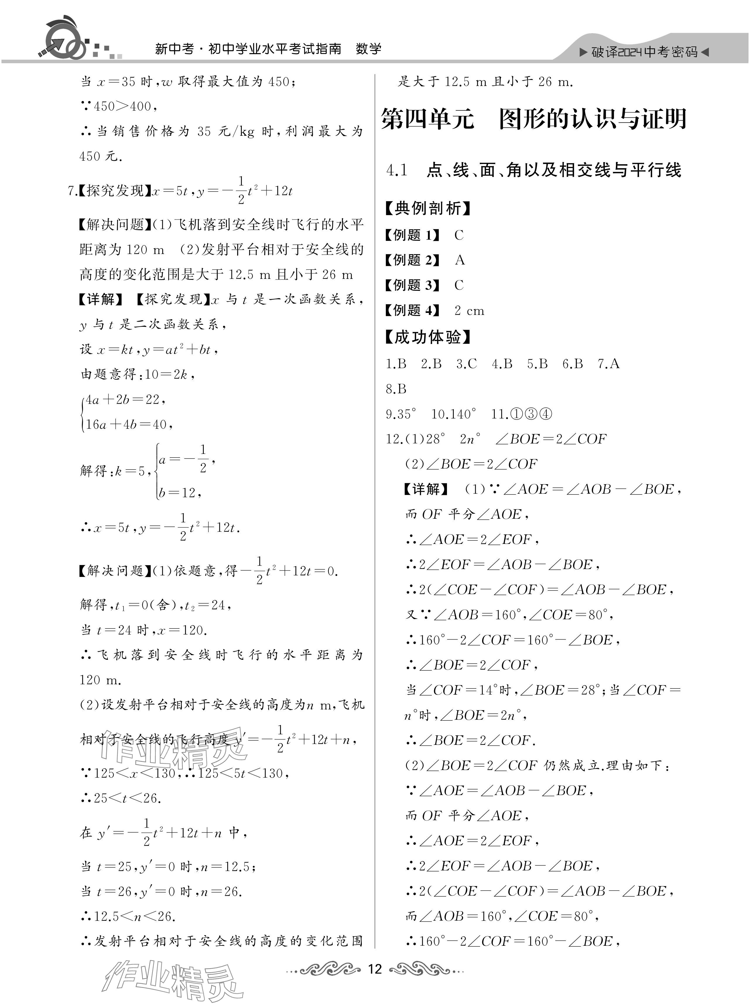 2024年新中考数学湖北专版 参考答案第12页