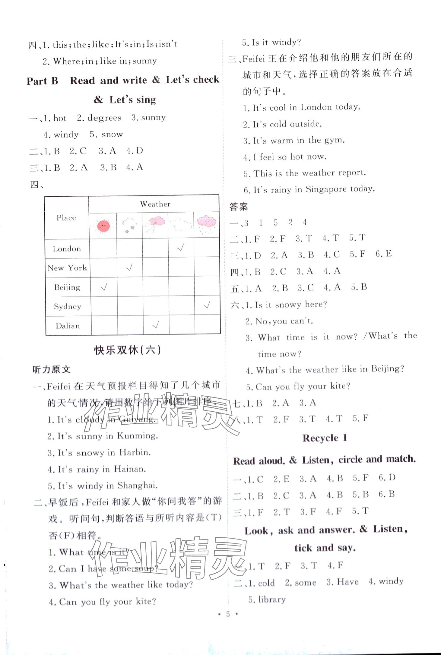 2024年每時(shí)每刻快樂(lè)優(yōu)加作業(yè)本四年級(jí)英語(yǔ)下冊(cè)人教版 第5頁(yè)