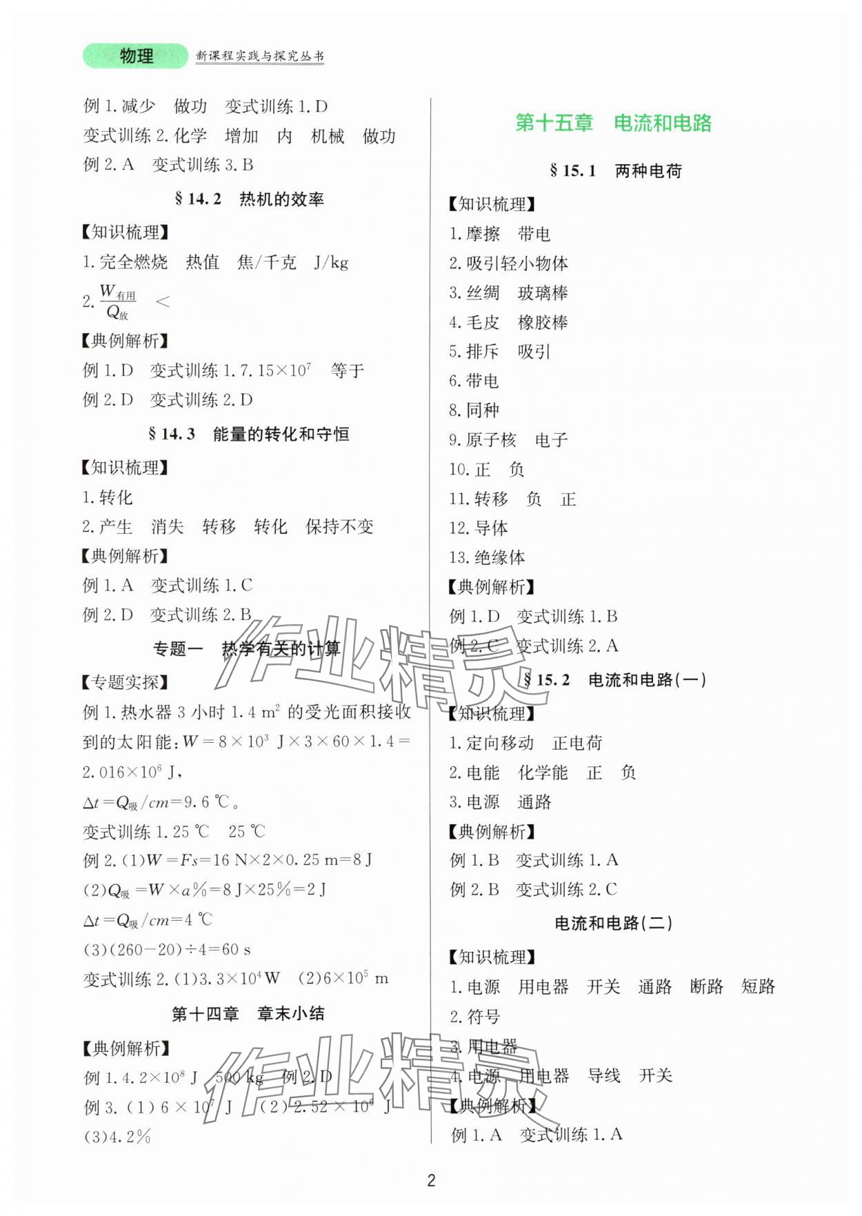 2024年新课程实践与探究丛书九年级物理全一册人教版 第2页