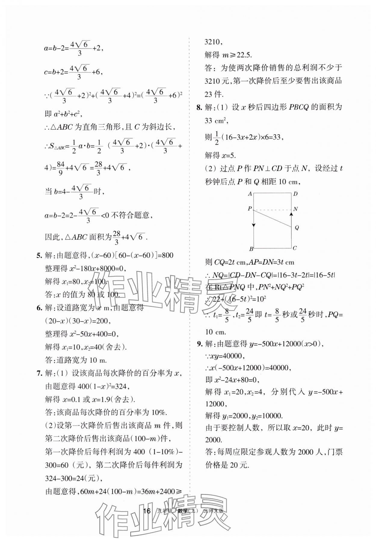 2023年學習之友九年級數(shù)學上冊北師大版 參考答案第16頁