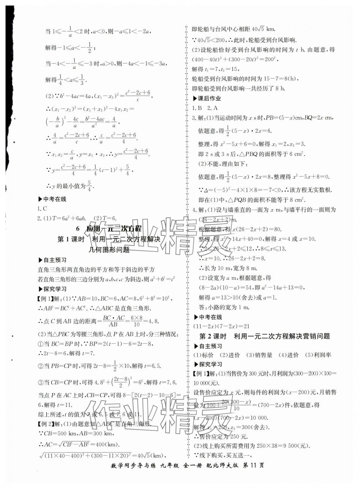 2025年新學案同步導與練九年級數學全一冊北師大版 第11頁