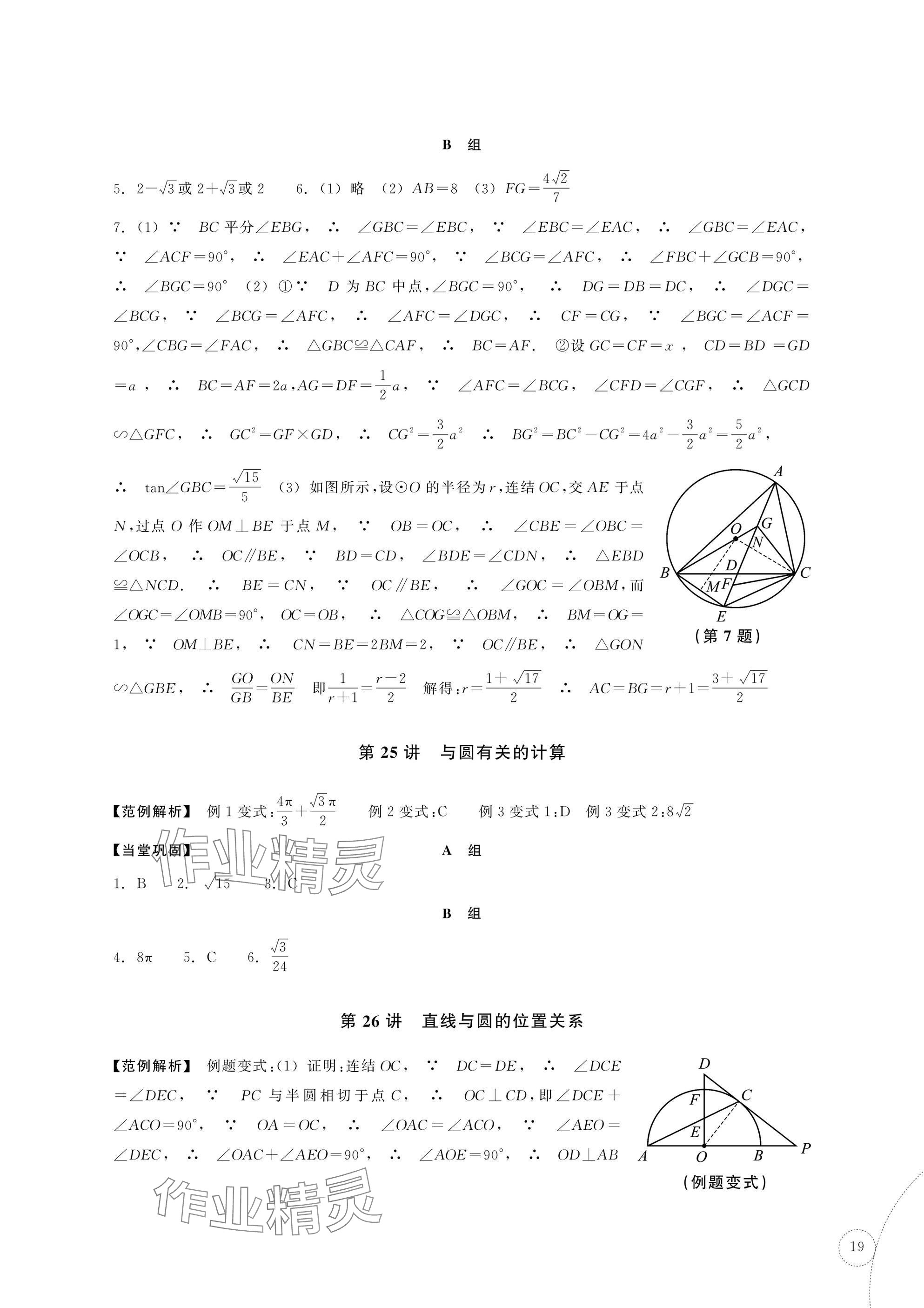 2025年單元學習指導與練習復習資源中考數學 參考答案第19頁